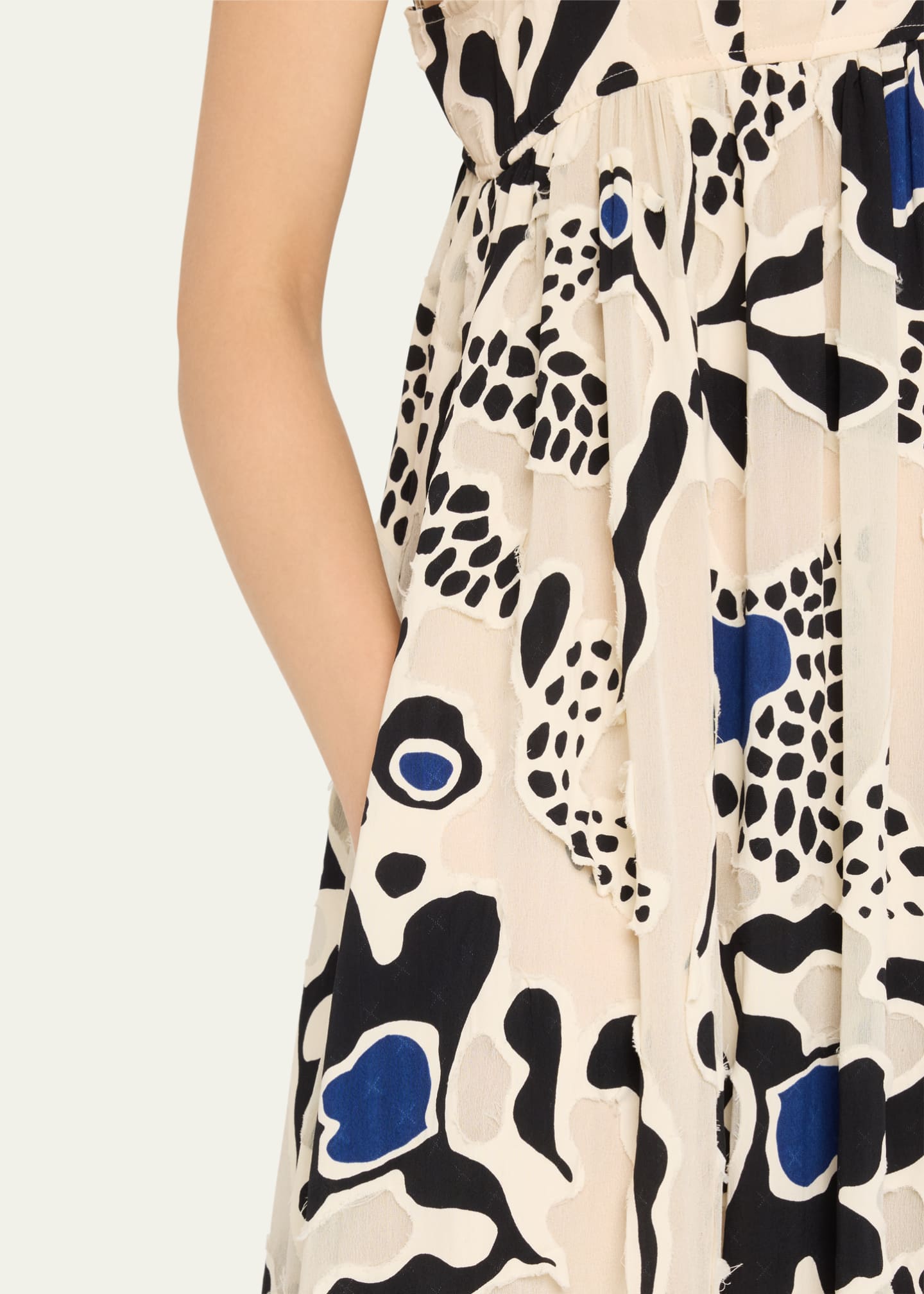 Ulla Johnson Leilani Abstract-Print Applique Sweetheart Gown Image 5 of 5