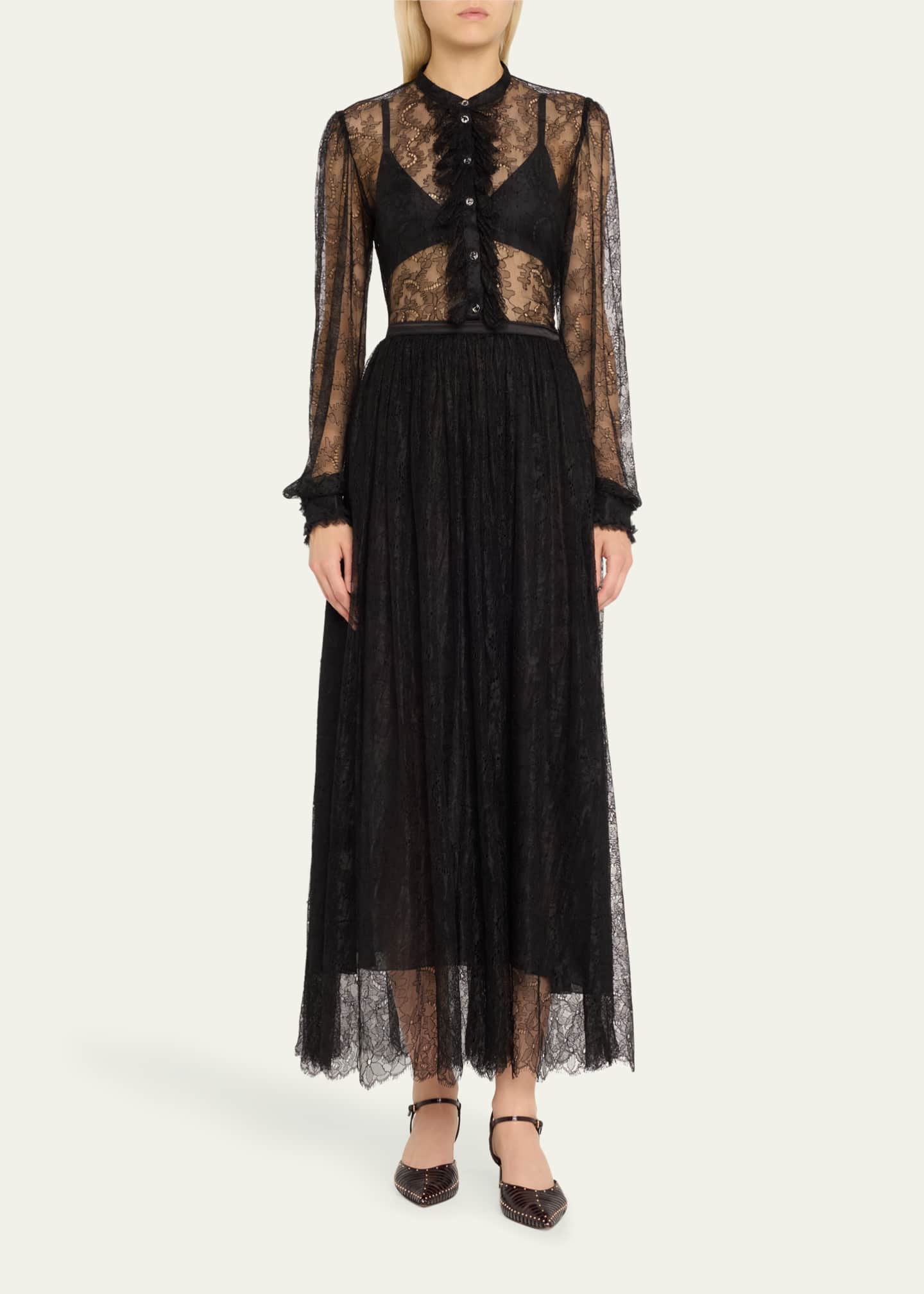 Ulla Johnson Cecile Ruffle-Trim Floral Lace Blouse Image 2 of 5