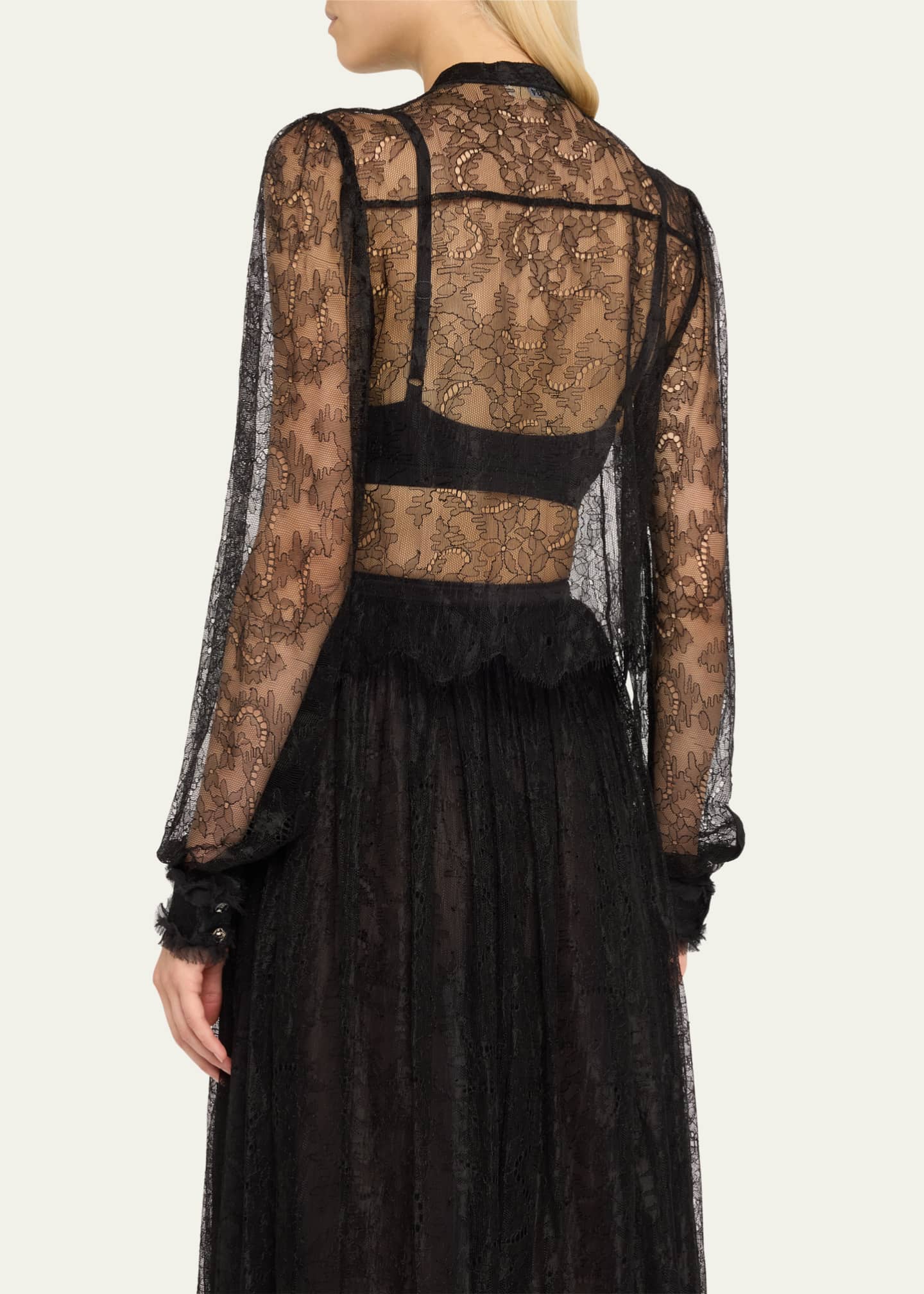 Ulla Johnson Cecile Ruffle-Trim Floral Lace Blouse Image 3 of 5