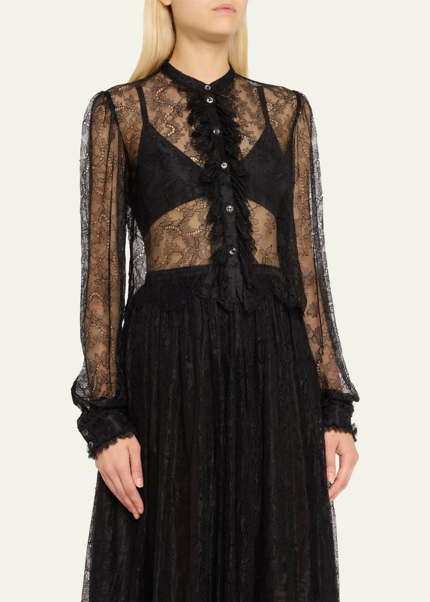 Ulla Johnson Cecile Ruffle-Trim Floral Lace Blouse Image 4 of 5