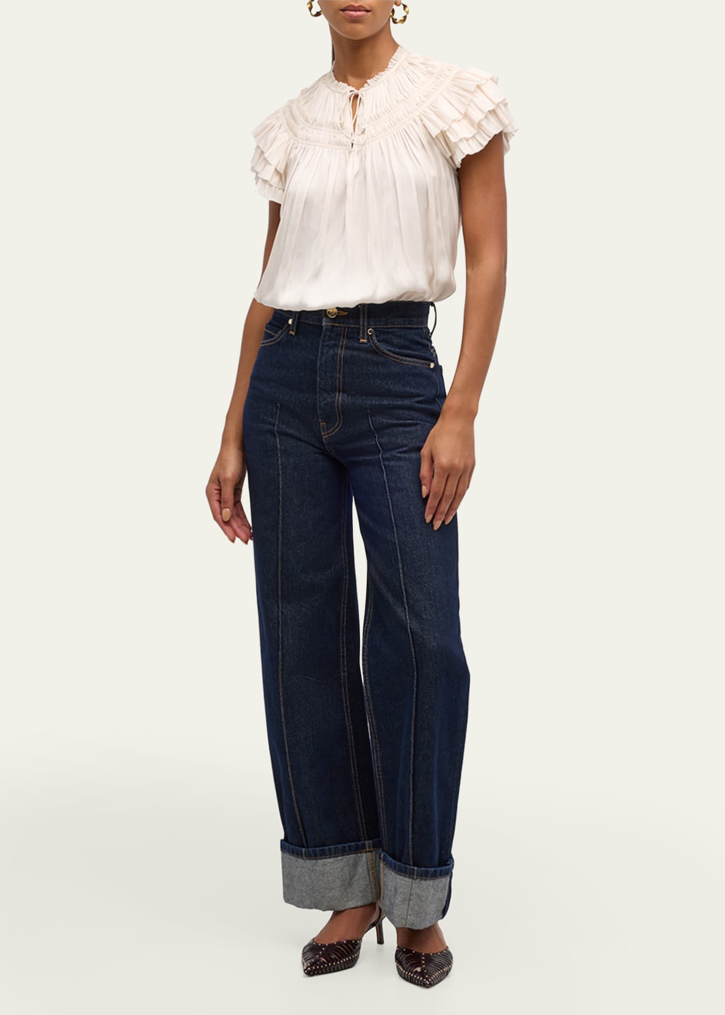 Ulla Johnson Elvie Ruched Ruffle Top Image 2 of 5