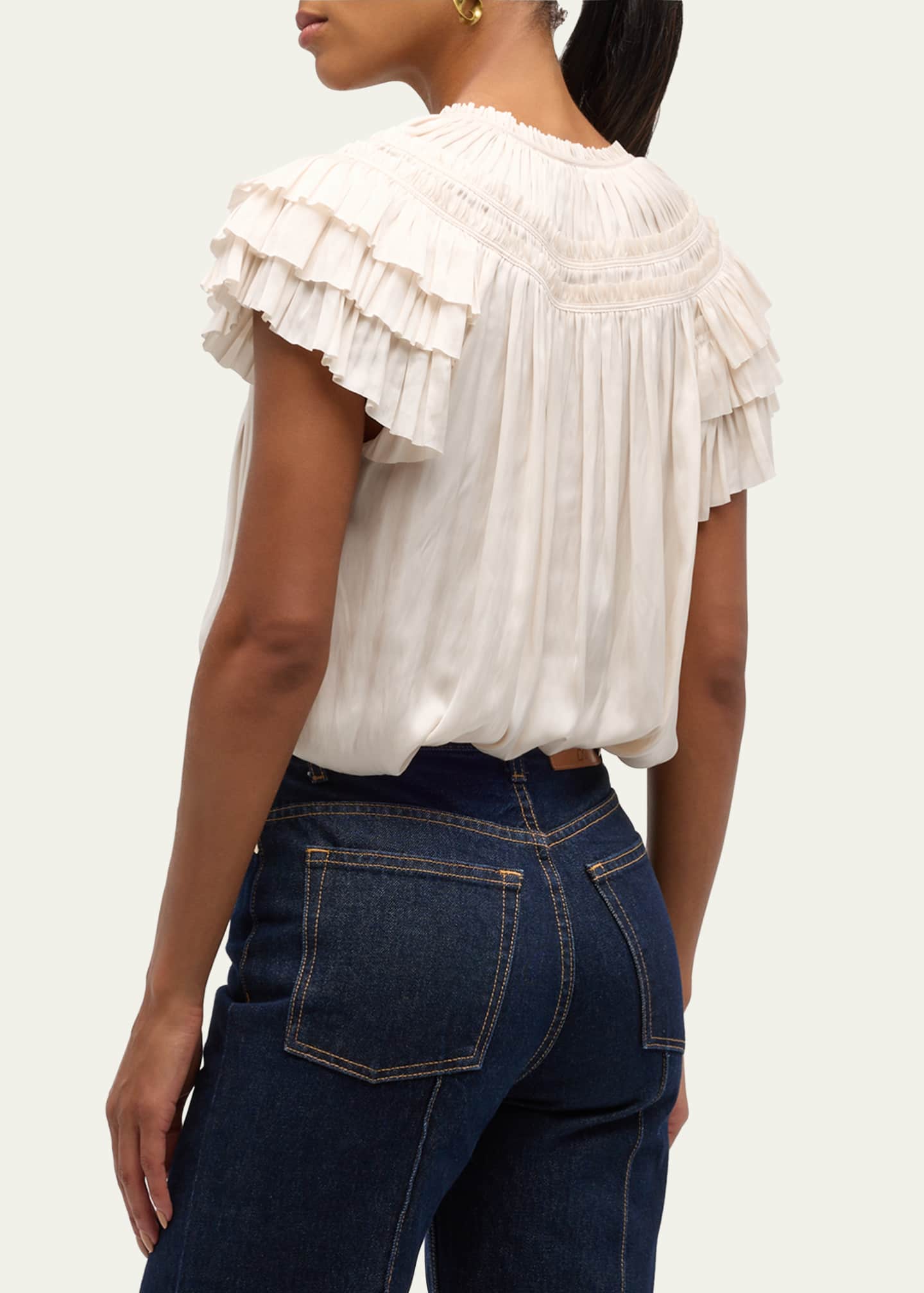 Ulla Johnson Elvie Ruched Ruffle Top Image 3 of 5