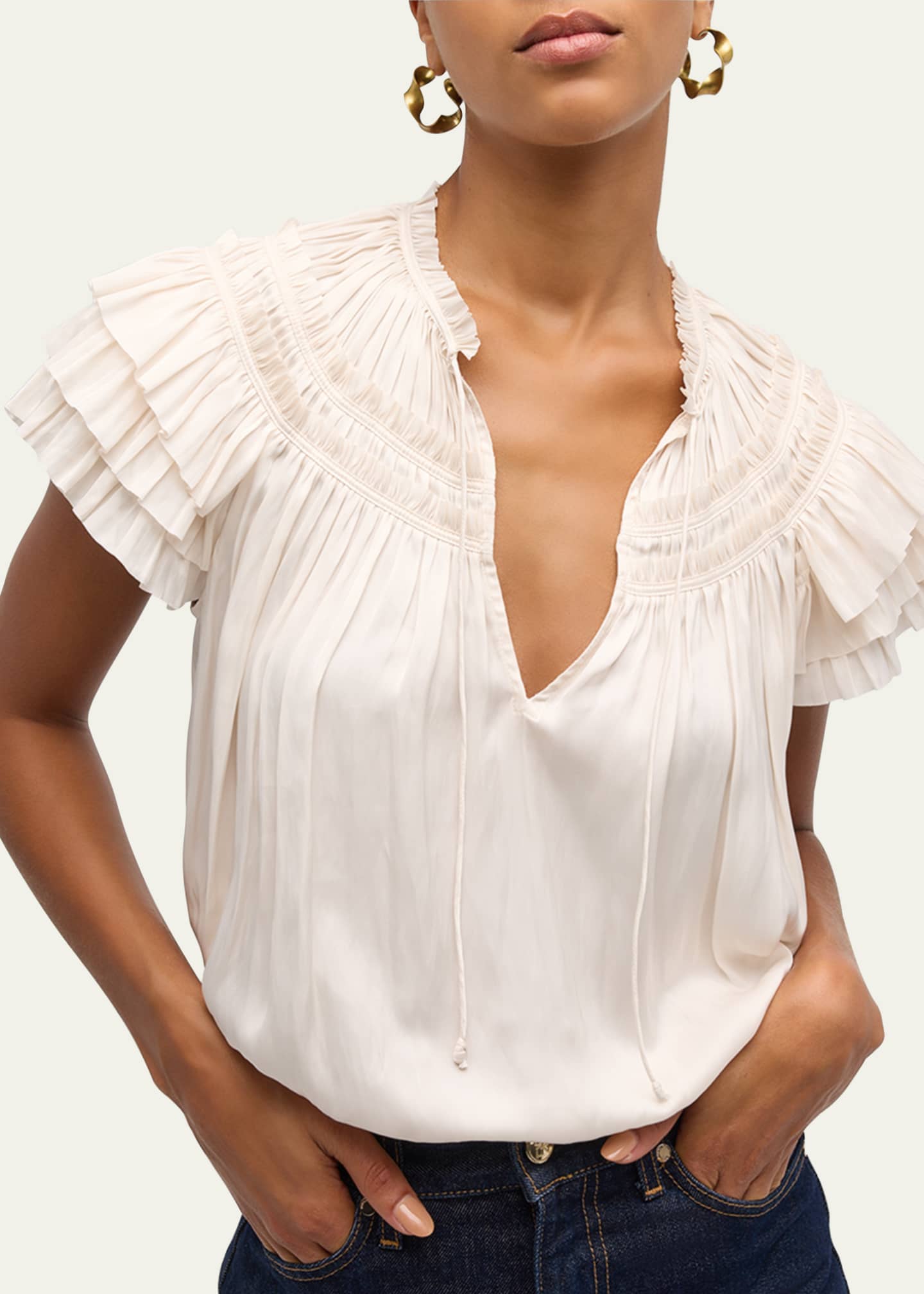 Ulla Johnson Elvie Ruched Ruffle Top Image 5 of 5