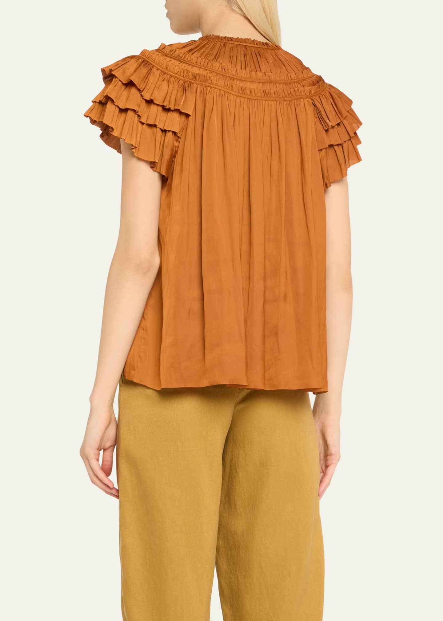 Ulla Johnson Elvie Ruched Ruffle Top Image 3 of 5