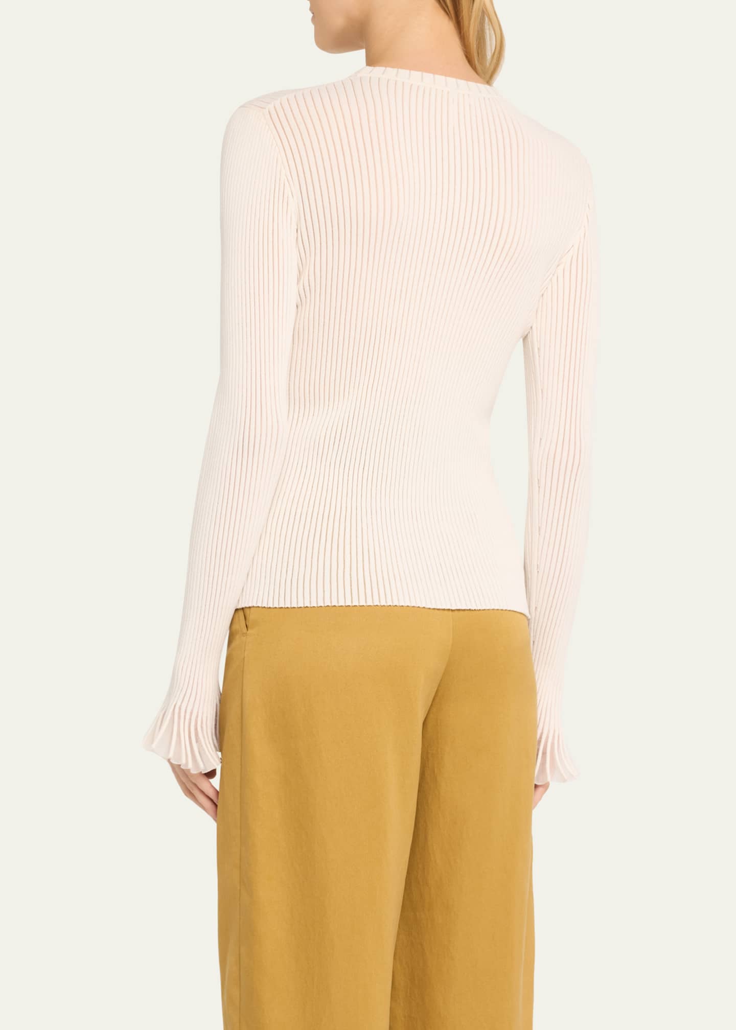 Ulla Johnson Aster Ribbed Ruffle-Cuff Top Image 3 of 5