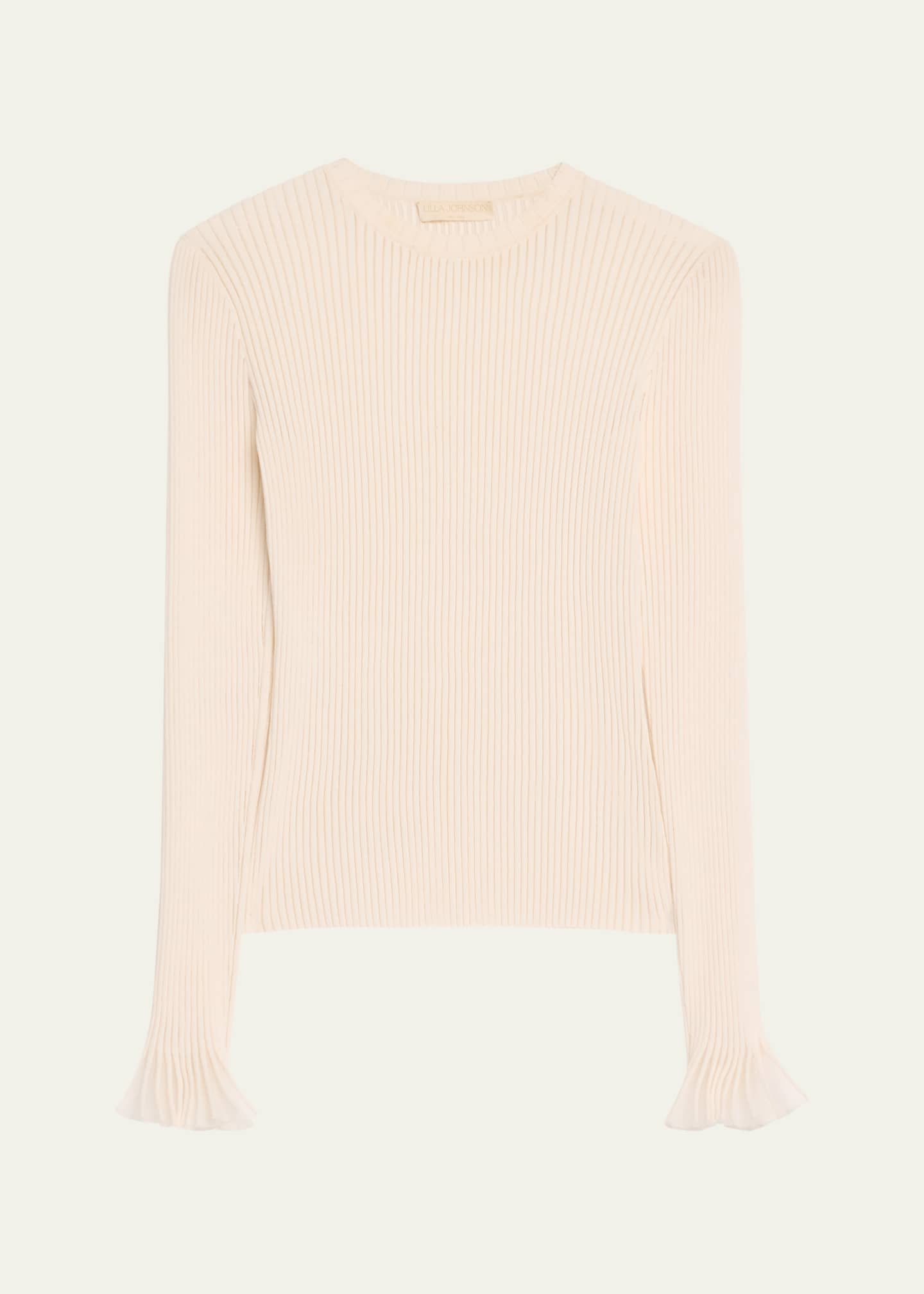 Ulla Johnson Aster Ribbed Ruffle-Cuff Top Image 1 of 5