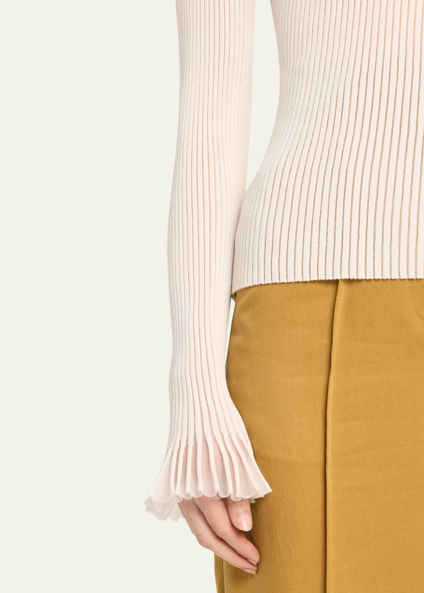 Ulla Johnson Aster Ribbed Ruffle-Cuff Top Image 5 of 5