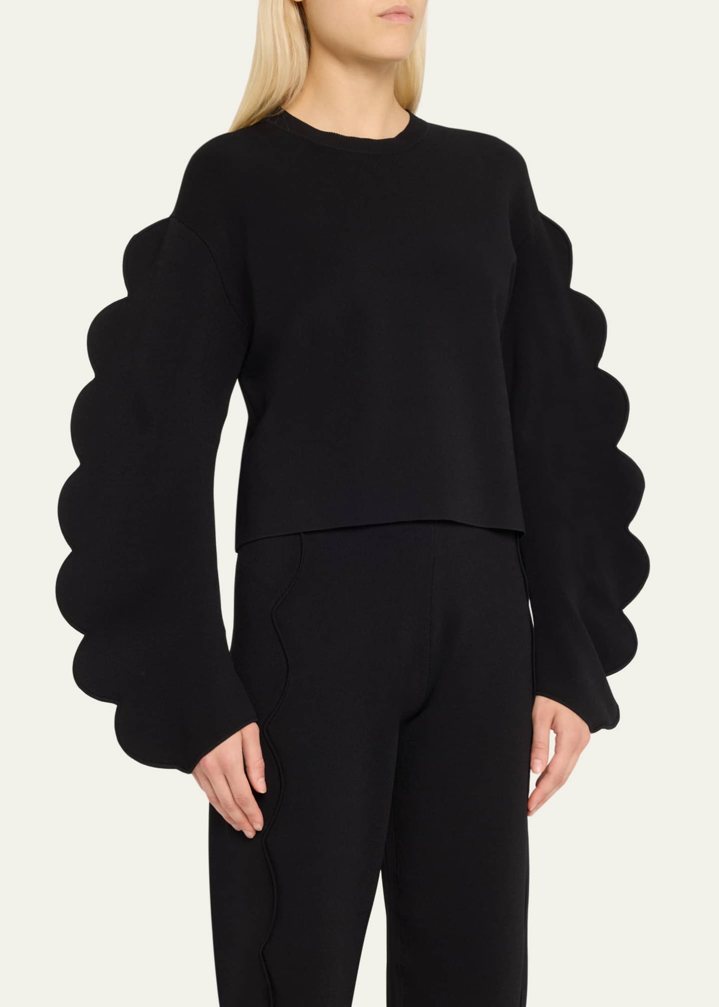 Ulla Johnson Ivy Scallop-Sleeve Pullover Image 4 of 5