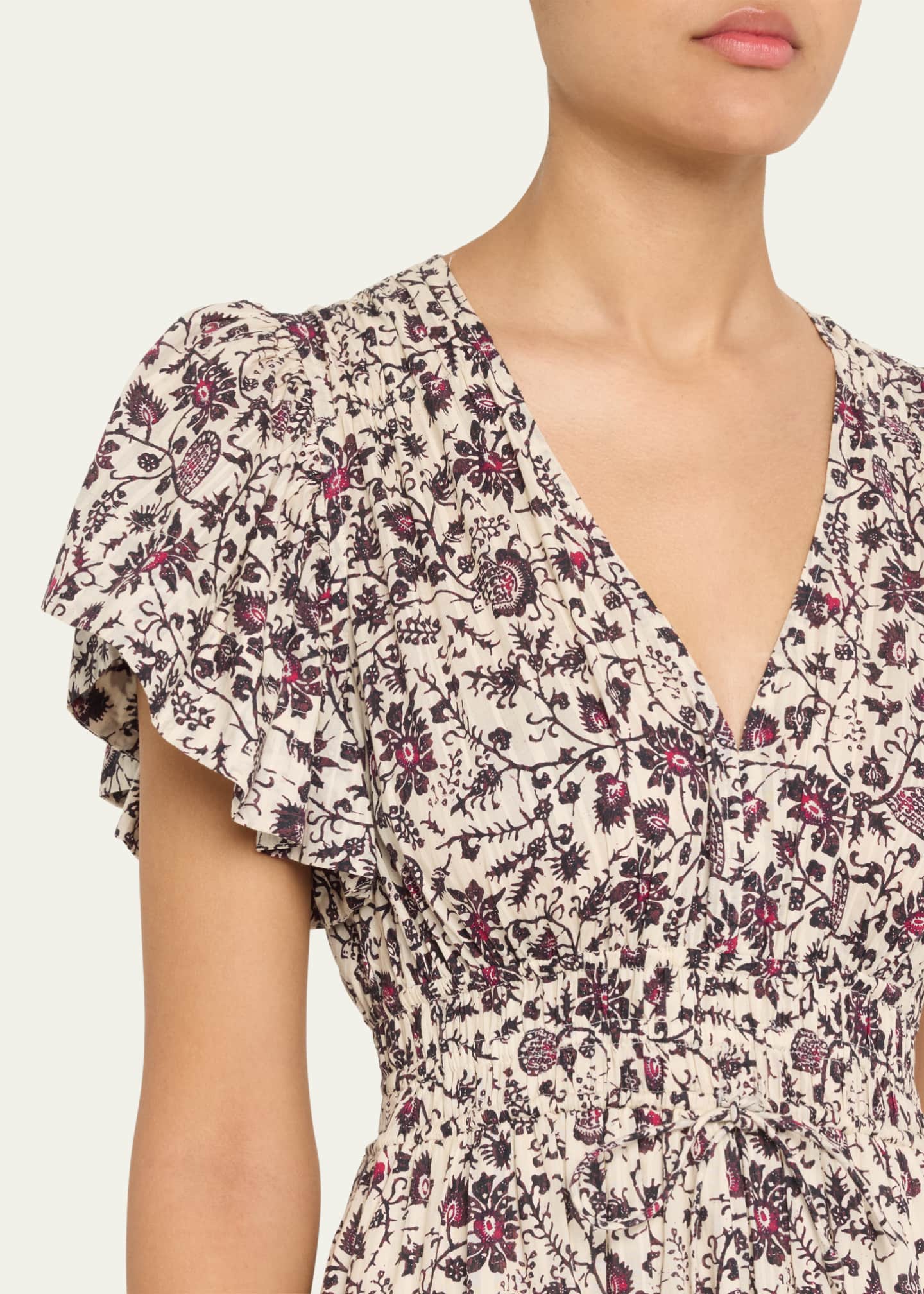 Ulla Johnson Lyria Flutter-Sleeve Floral Midi Dress Image 5 of 5