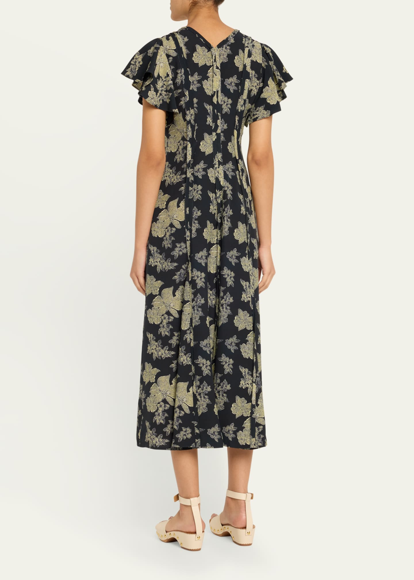 Ulla Johnson Evette Seamed Floral-Print Midi Dress Image 3 of 5
