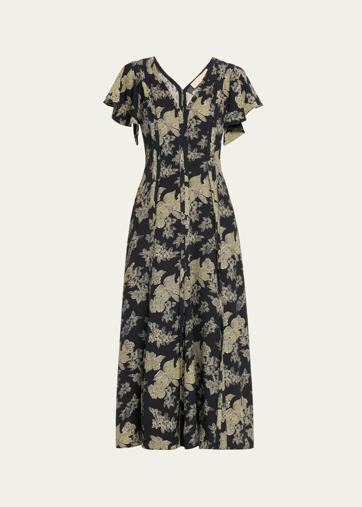 Ulla Johnson Evette Seamed Floral-Print Midi Dress Image 1 of 5