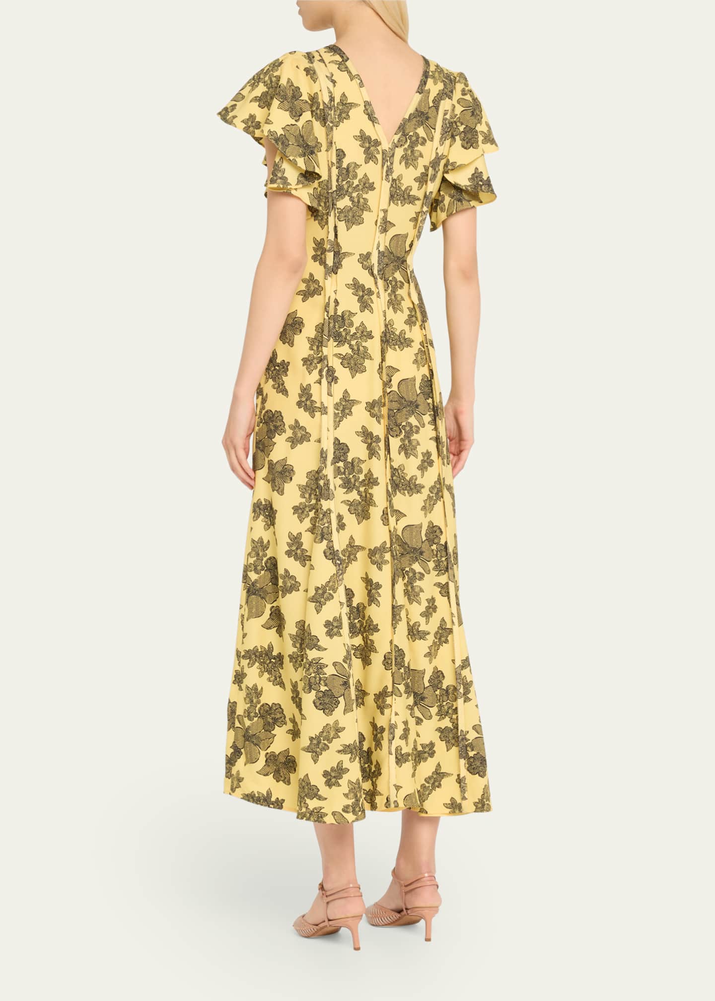 Ulla Johnson Evette Seamed Floral-Print Midi Dress Image 3 of 5