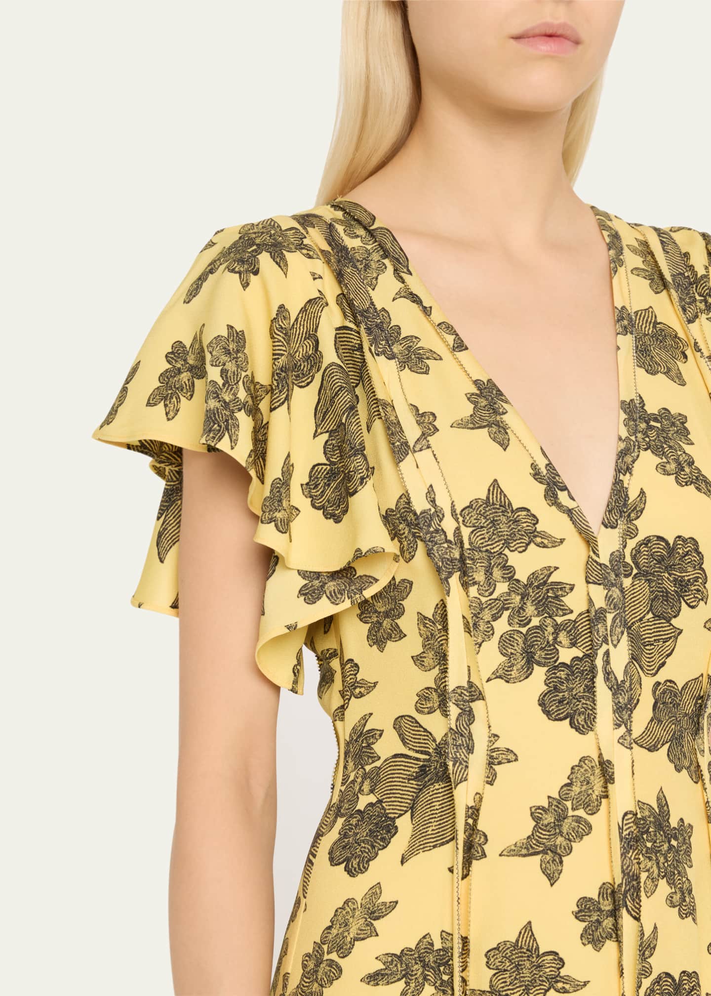 Ulla Johnson Evette Seamed Floral-Print Midi Dress Image 5 of 5