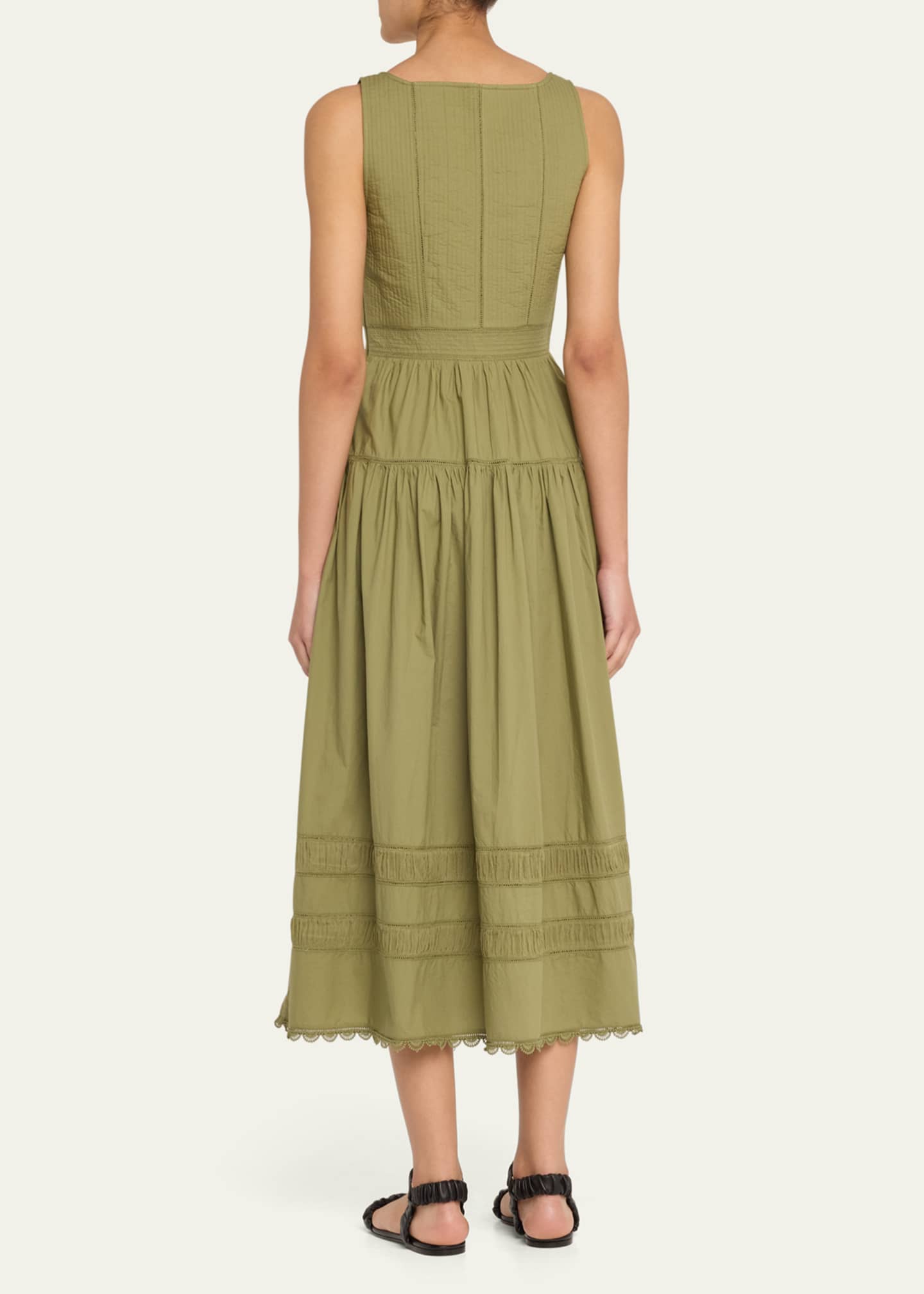Ulla Johnson Isadora Ruched Lace-Inset Sweetheart Maxi Dress Image 3 of 5