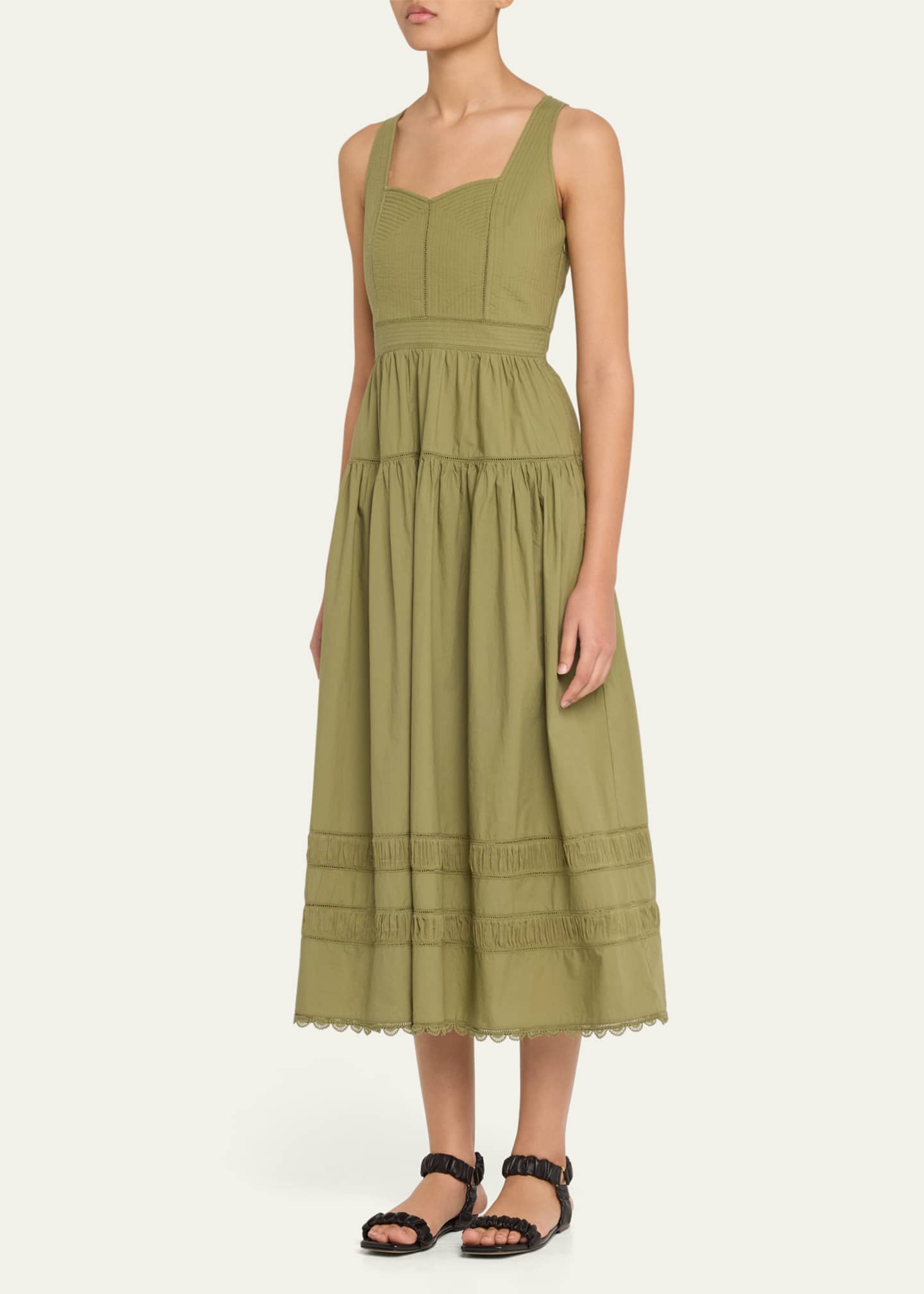 Ulla Johnson Isadora Ruched Lace-Inset Sweetheart Maxi Dress Image 4 of 5