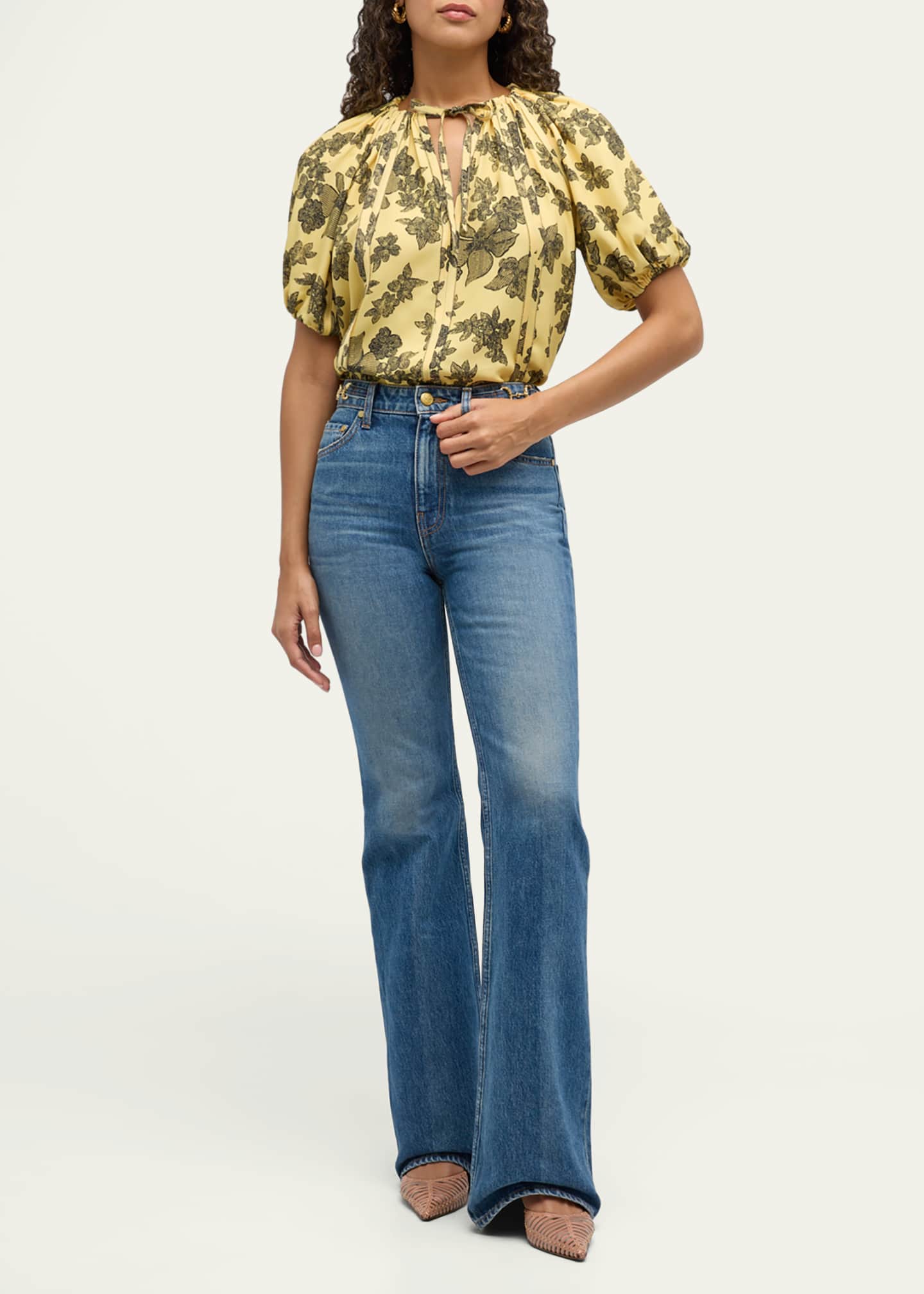 Ulla Johnson Marcelena Floral Puff-Sleeve Top Image 2 of 5