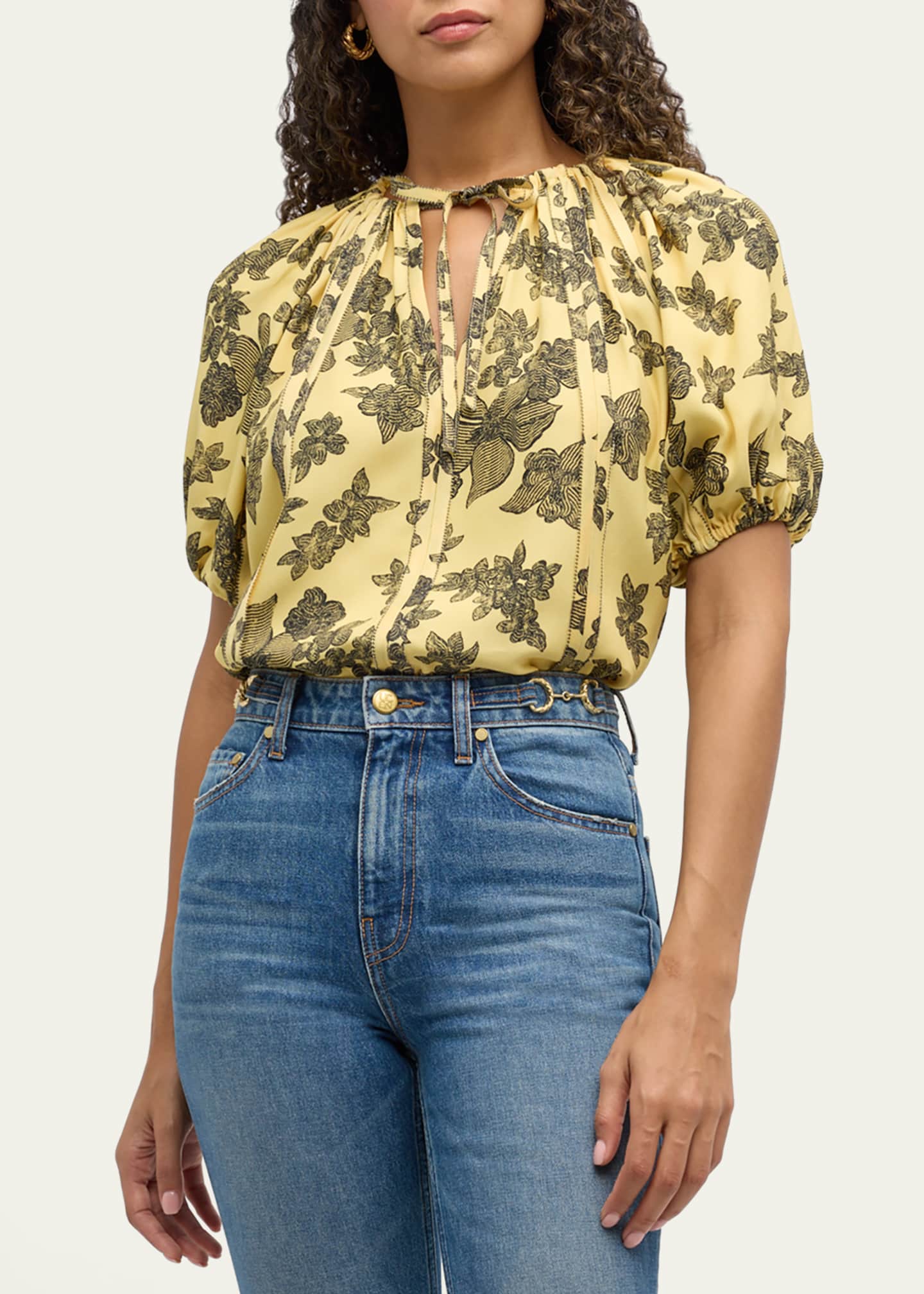 Ulla Johnson Marcelena Floral Puff-Sleeve Top Image 4 of 5
