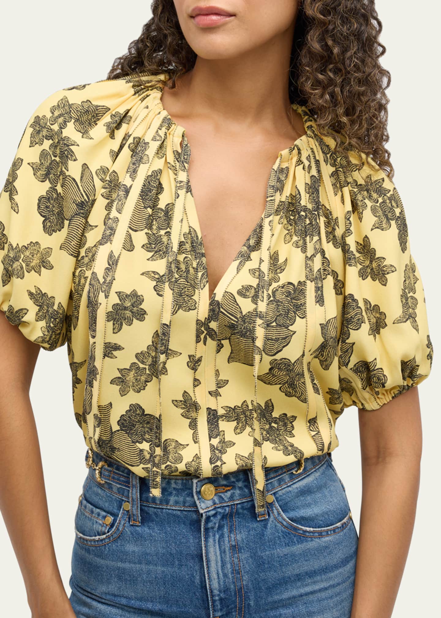 Ulla Johnson Marcelena Floral Puff-Sleeve Top Image 5 of 5