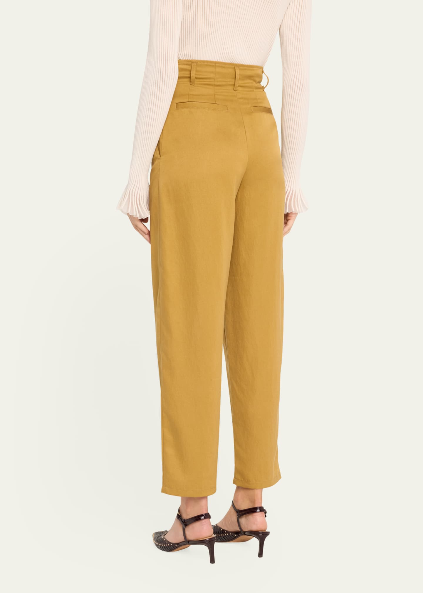 Ulla Johnson Lielle High-Rise Tapered Pintuck Pants Image 3 of 5