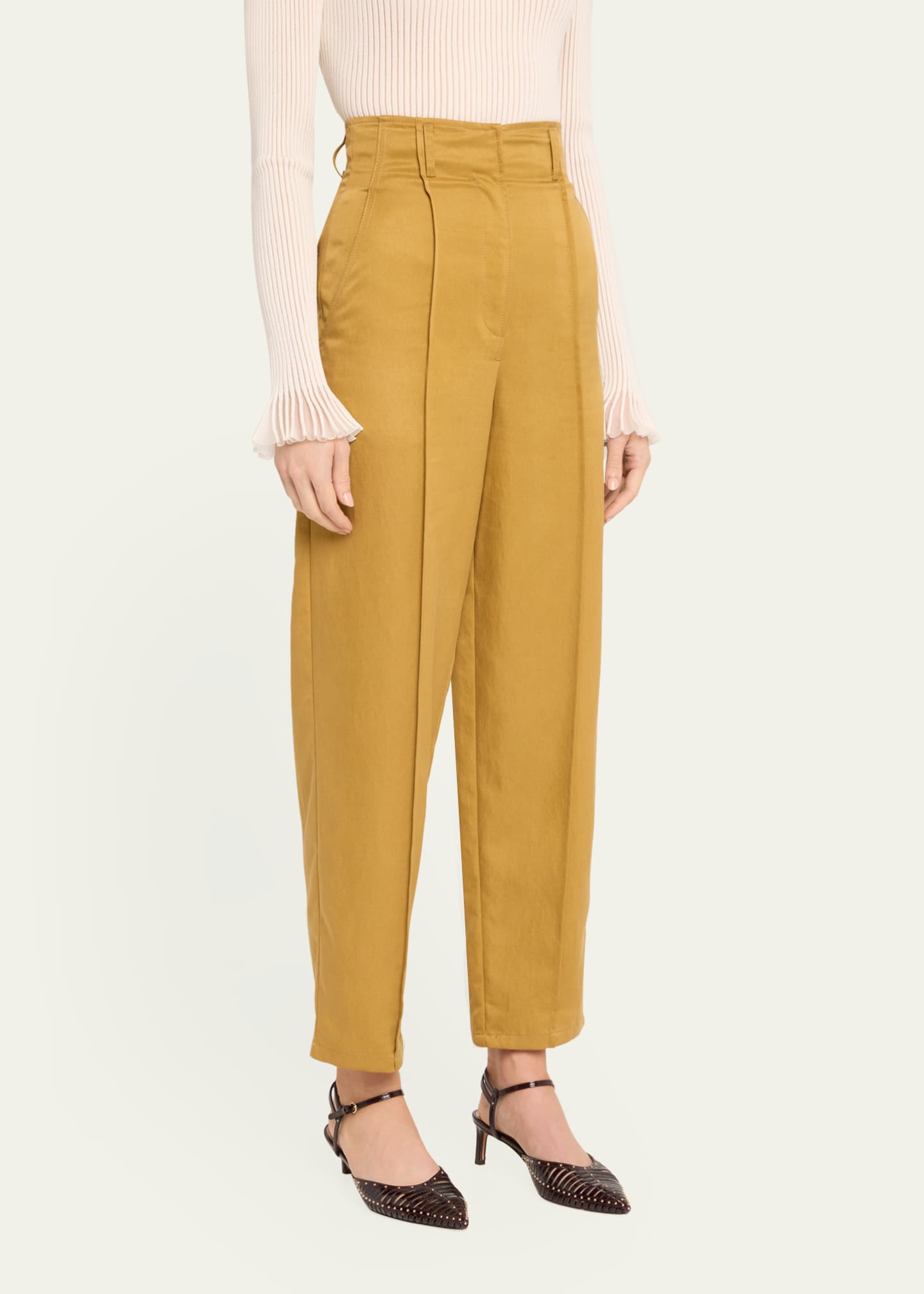 Ulla Johnson Lielle High-Rise Tapered Pintuck Pants Image 4 of 5