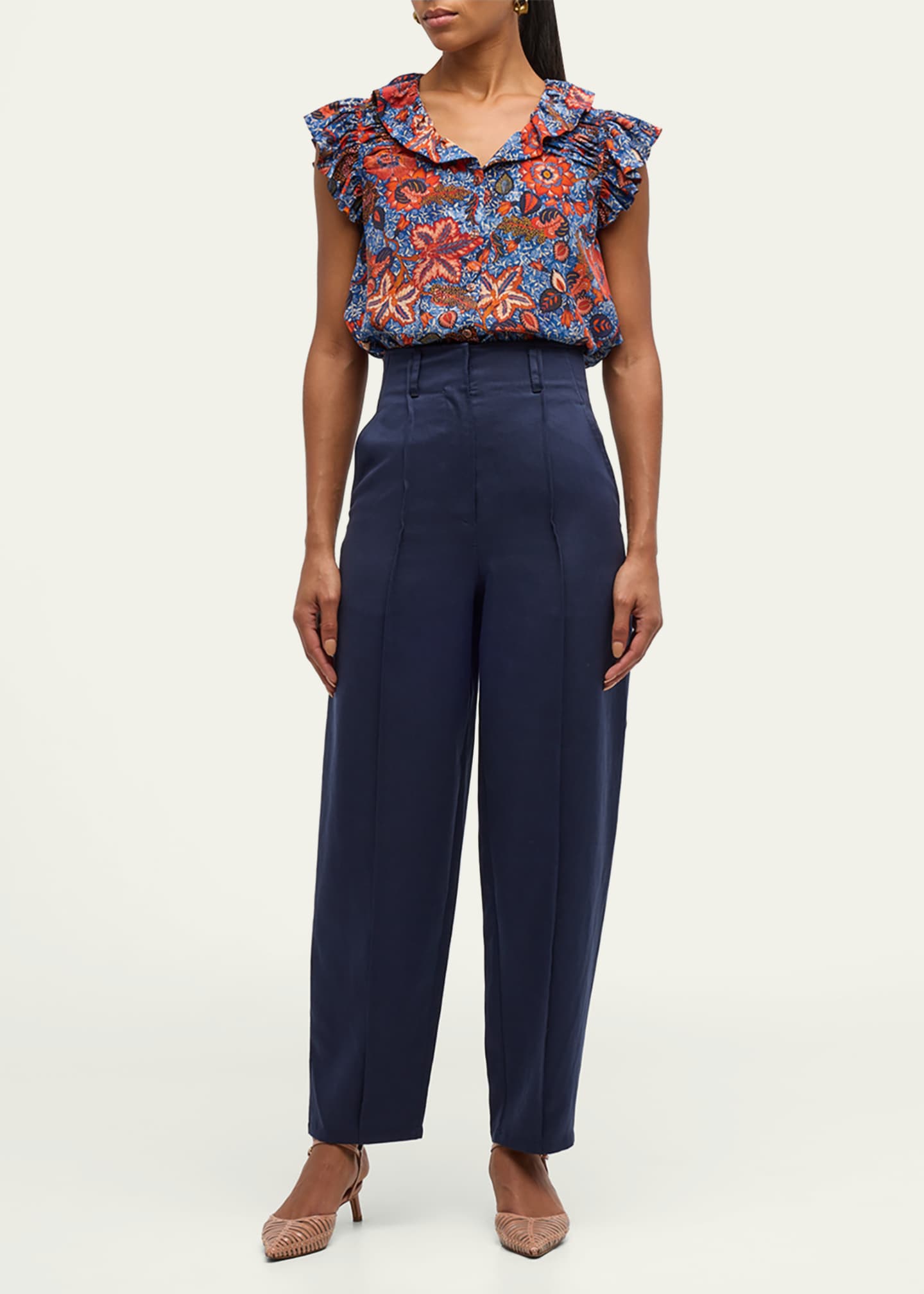 Ulla Johnson Lielle High-Rise Tapered Pintuck Pants Image 2 of 5