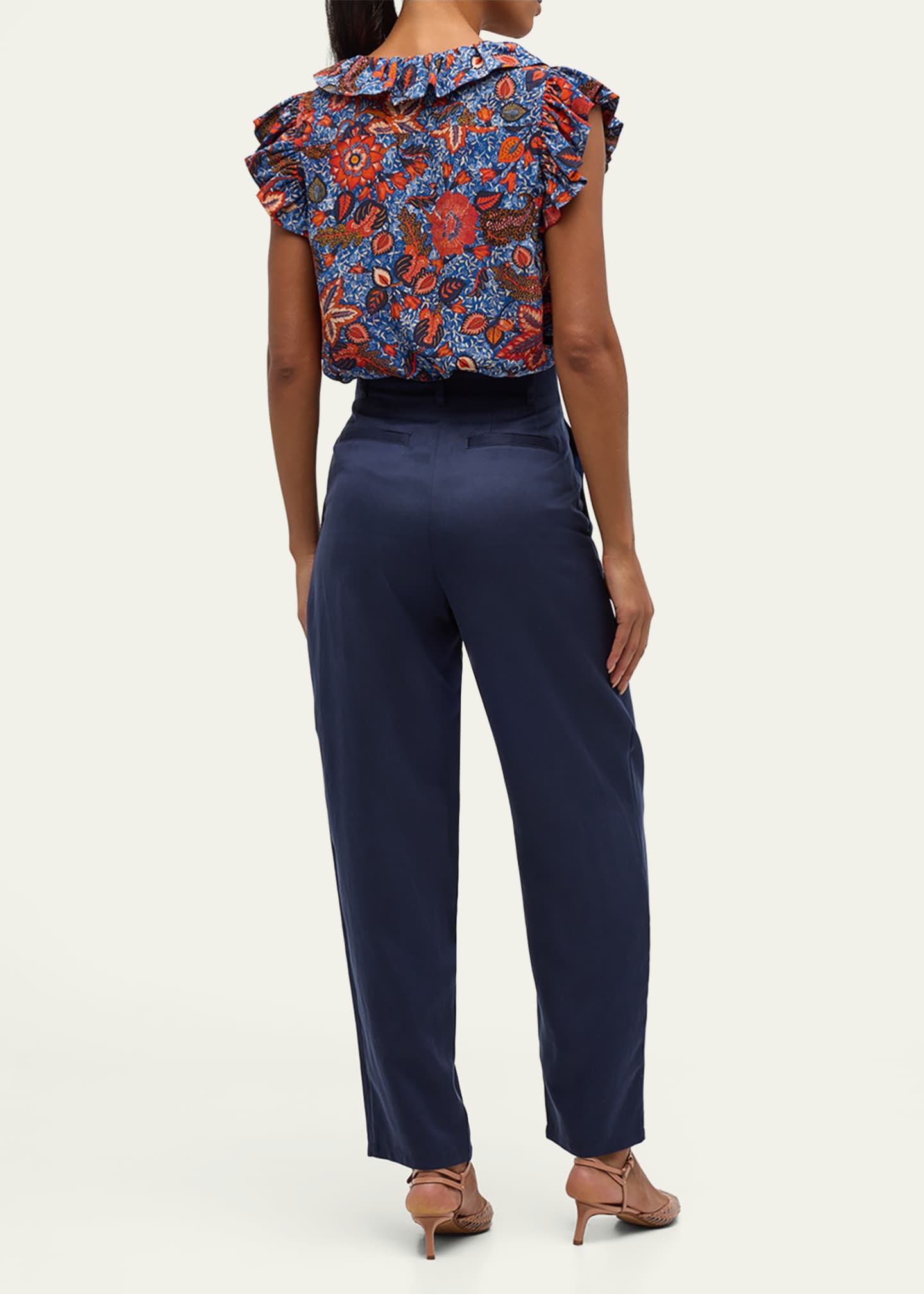 Ulla Johnson Lielle High-Rise Tapered Pintuck Pants Image 3 of 5