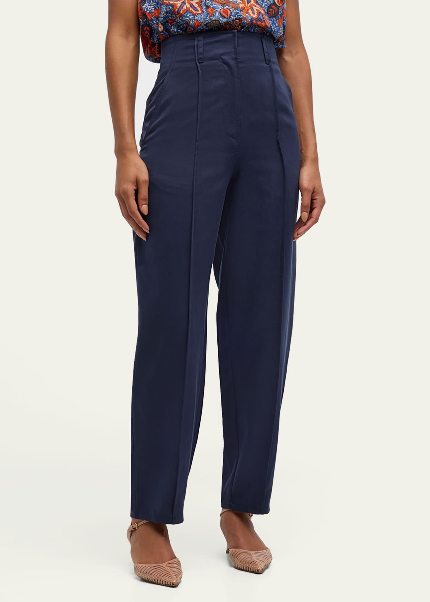 Ulla Johnson Lielle High-Rise Tapered Pintuck Pants Image 4 of 5