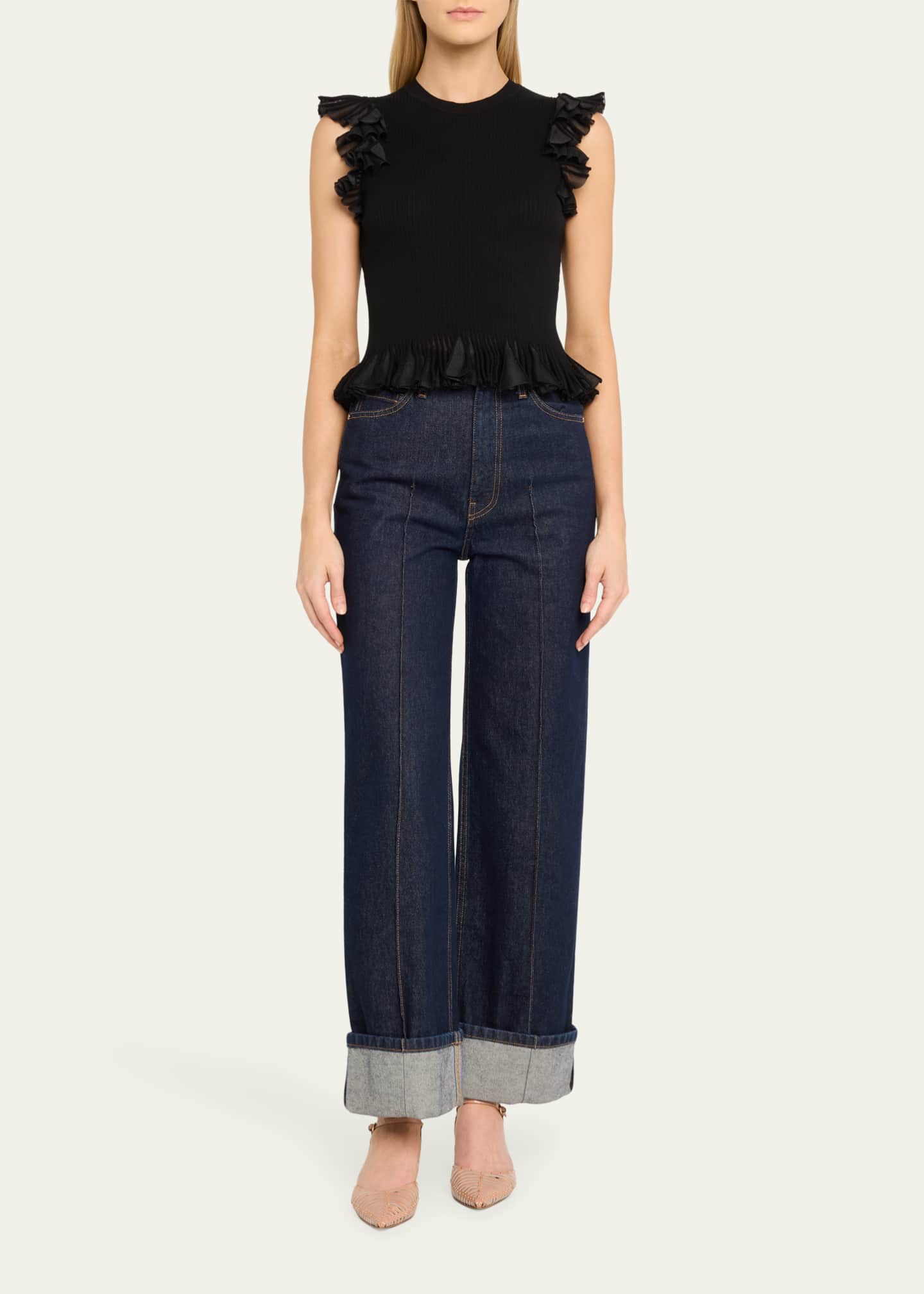 Ulla Johnson Leila Ribbed Ruffle Top Image 2 of 5