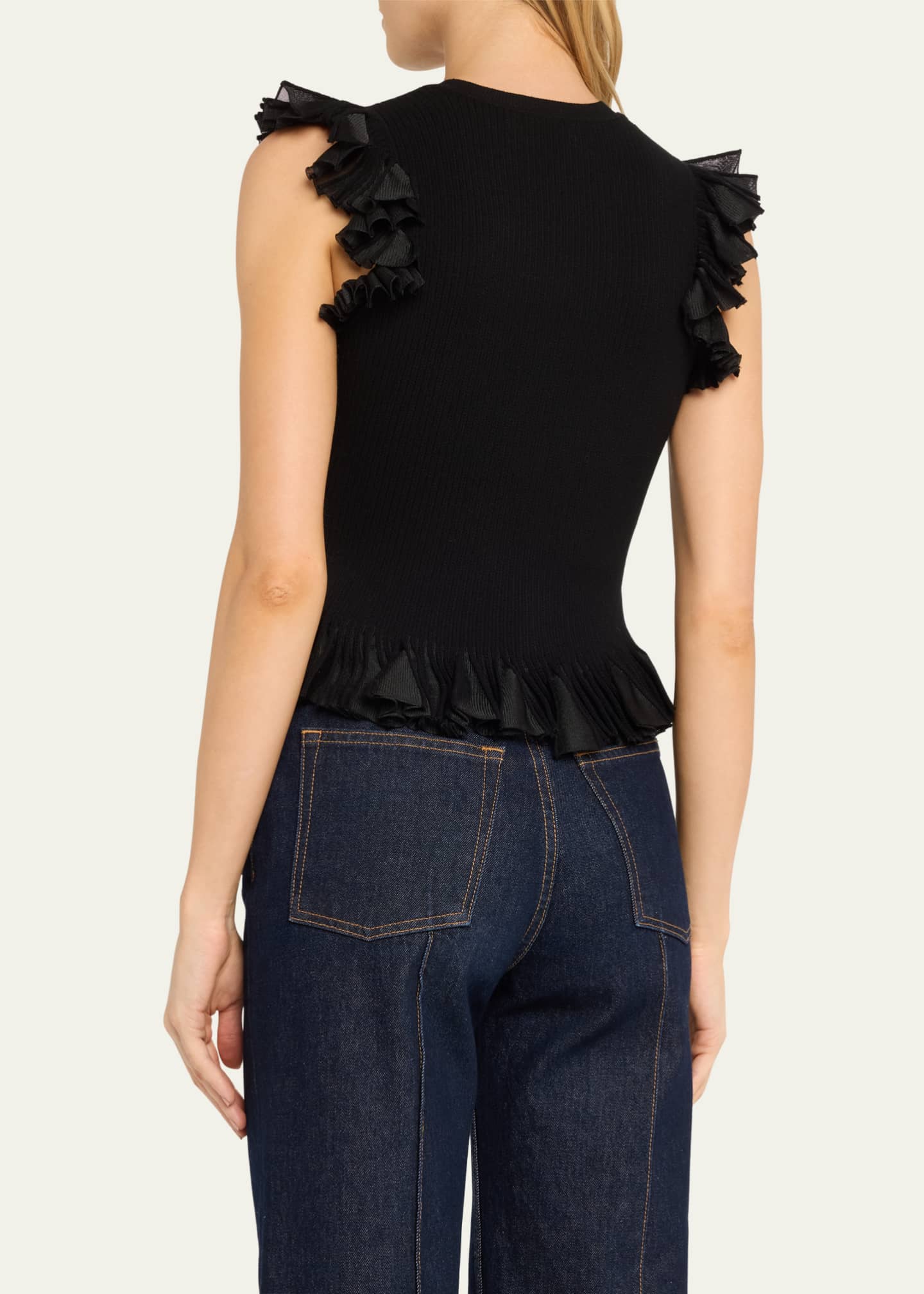 Ulla Johnson Leila Ribbed Ruffle Top Image 3 of 5
