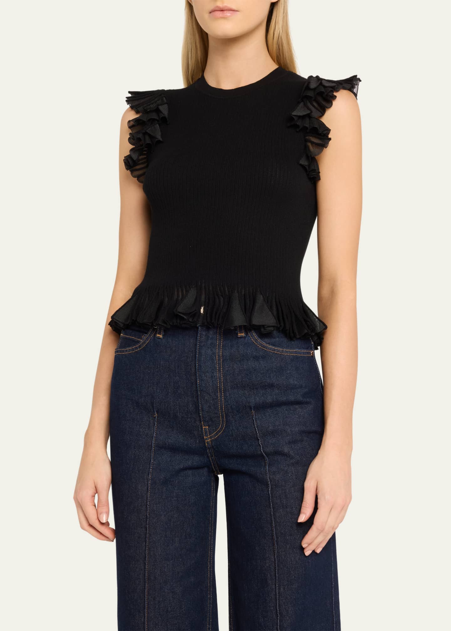 Ulla Johnson Leila Ribbed Ruffle Top Image 4 of 5