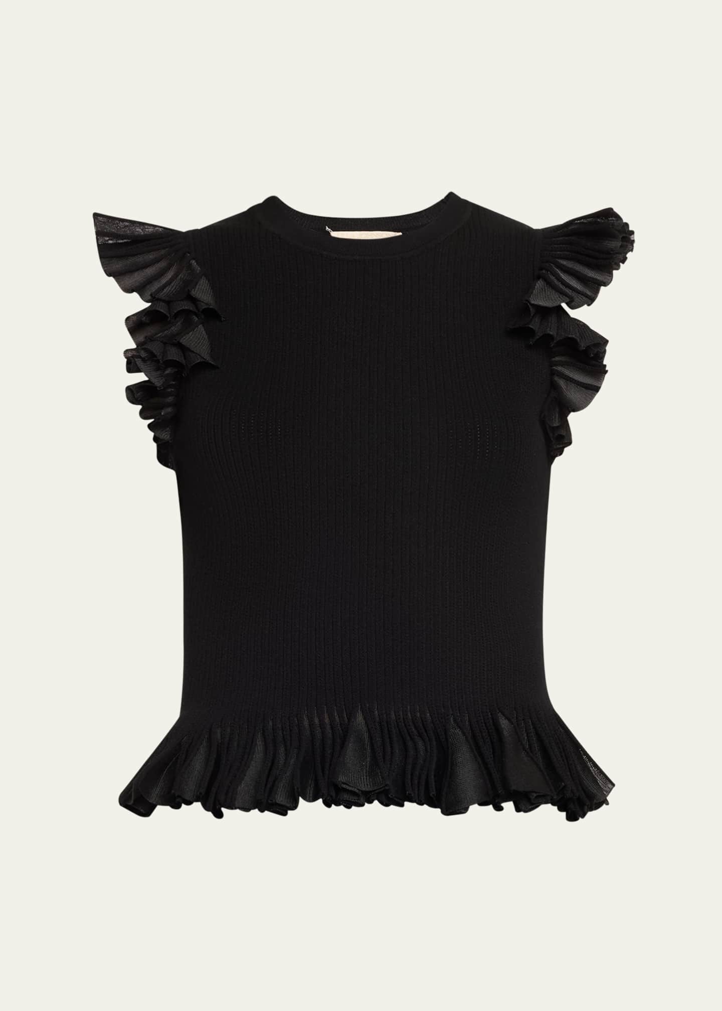 Ulla Johnson Leila Ribbed Ruffle Top Image 1 of 5