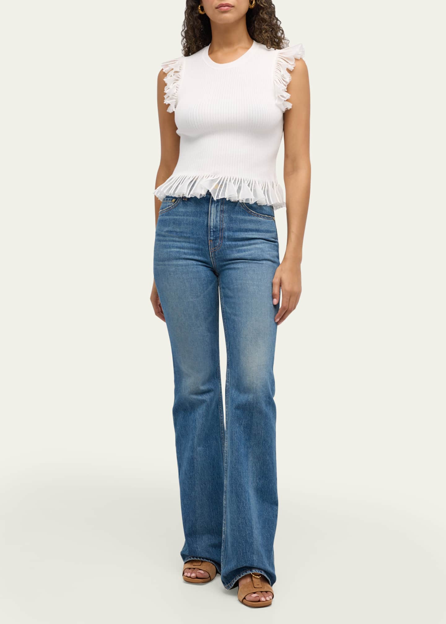 Ulla Johnson Leila Ribbed Ruffle Top Image 2 of 5
