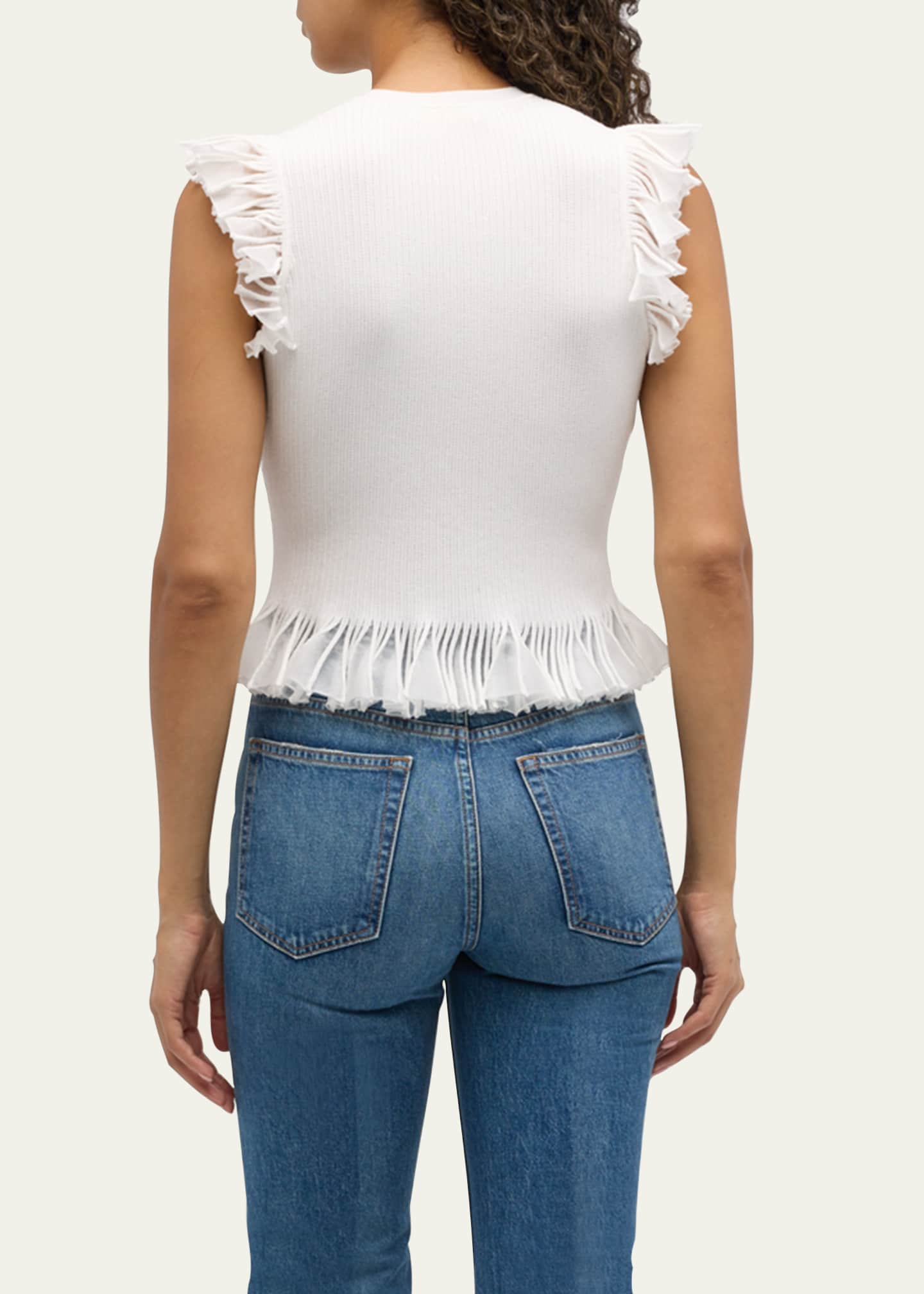 Ulla Johnson Leila Ribbed Ruffle Top Image 3 of 5