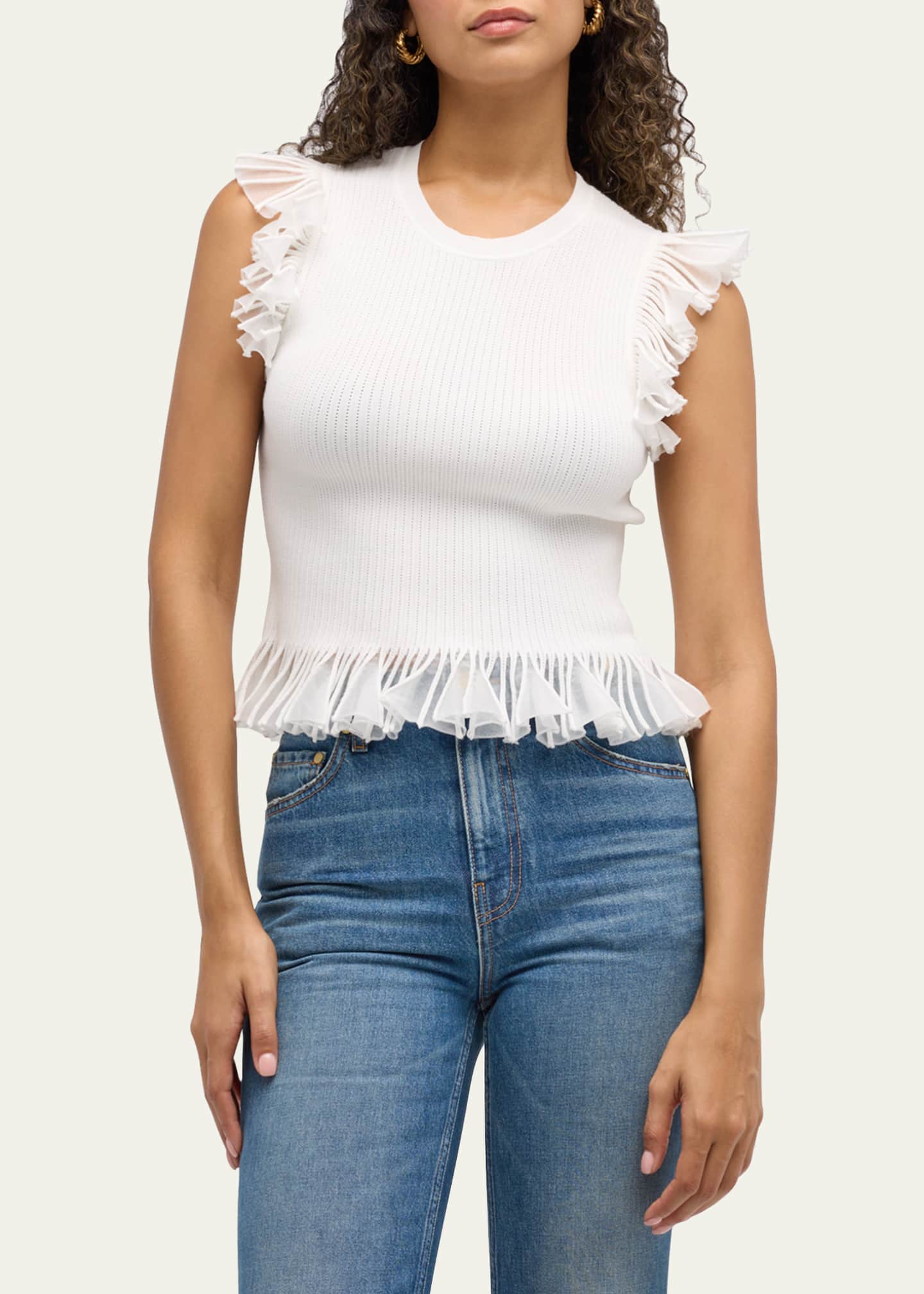 Ulla Johnson Leila Ribbed Ruffle Top Image 4 of 5
