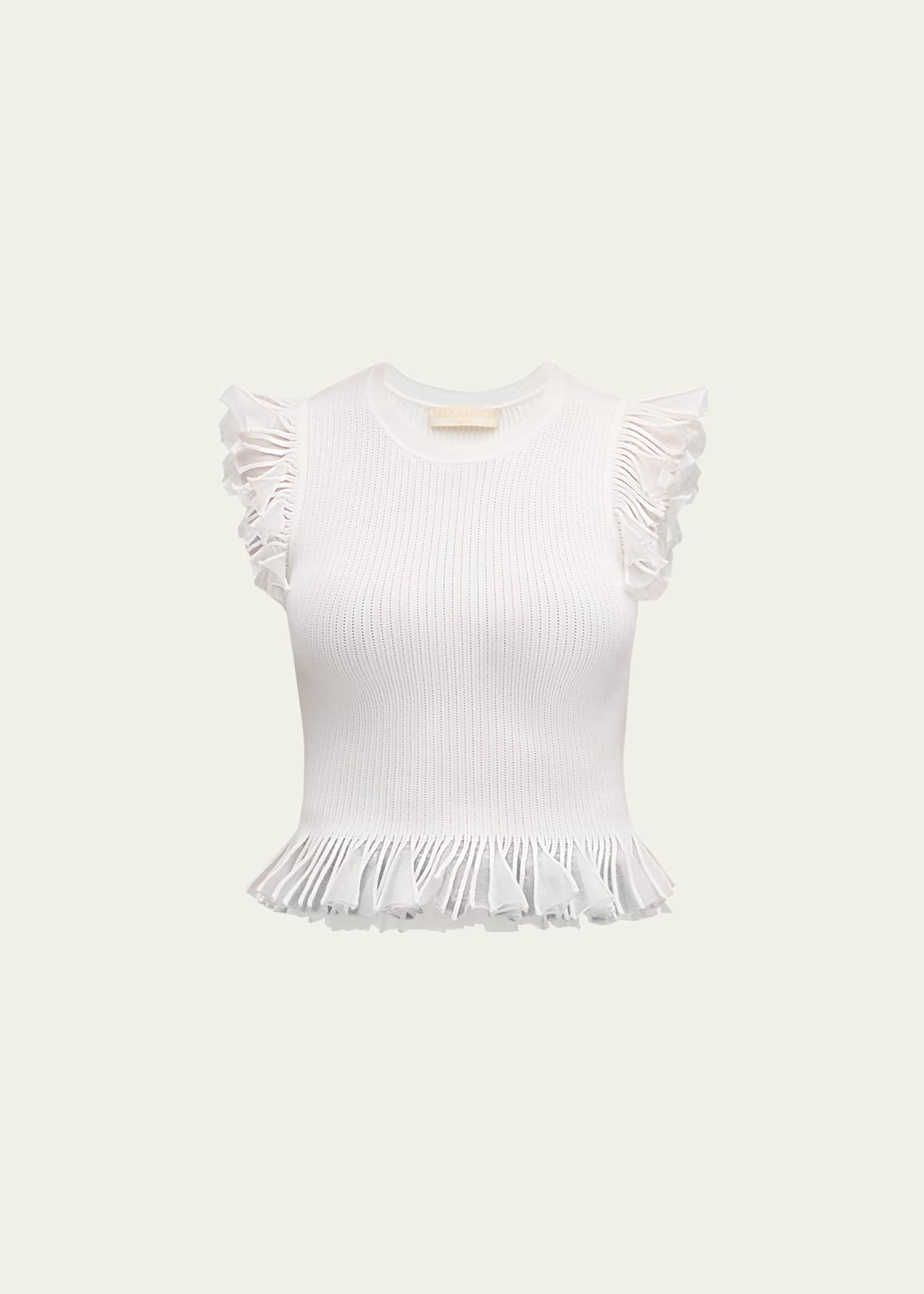 Ulla Johnson Leila Ribbed Ruffle Top Image 1 of 5