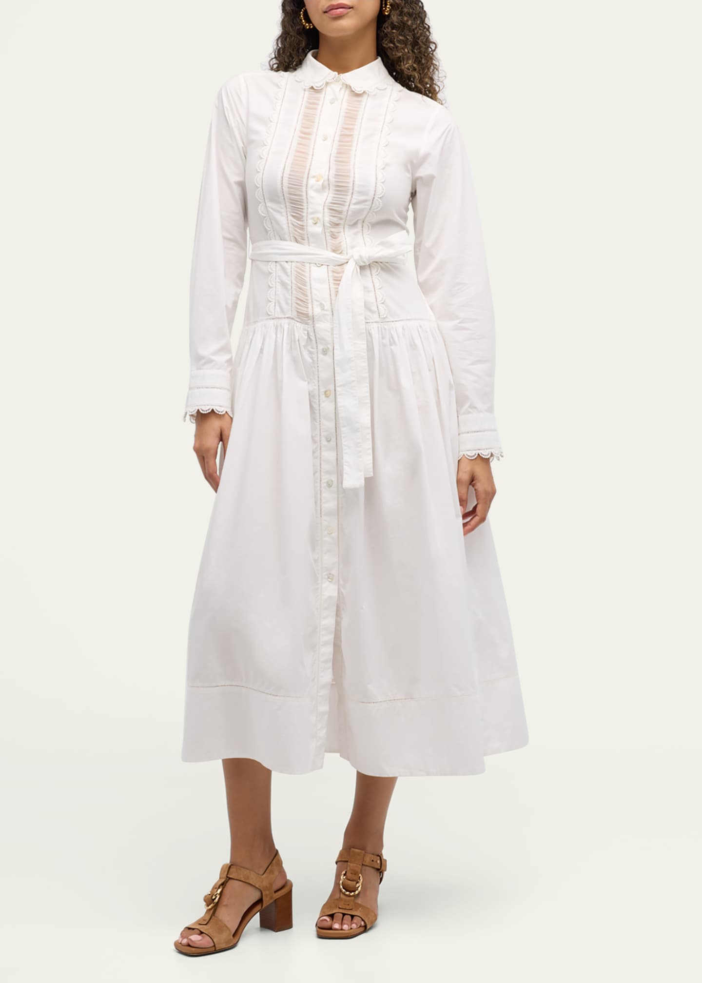 Ulla Johnson Ariane Embroidered Long-Sleeve Shirtdress Image 2 of 5