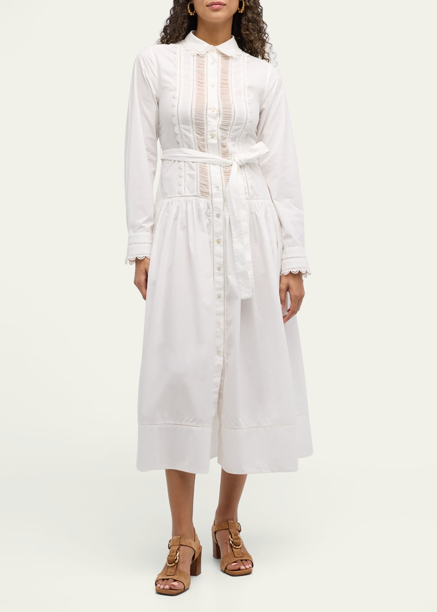 Ulla Johnson Ariane Embroidered Long-Sleeve Shirtdress Image 4 of 5