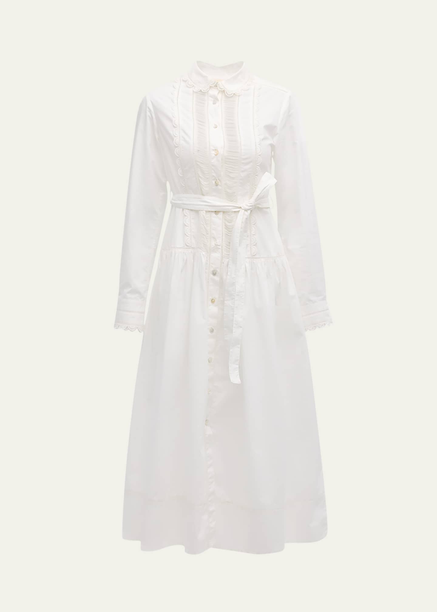 Ulla Johnson Ariane Embroidered Long-Sleeve Shirtdress Image 1 of 5