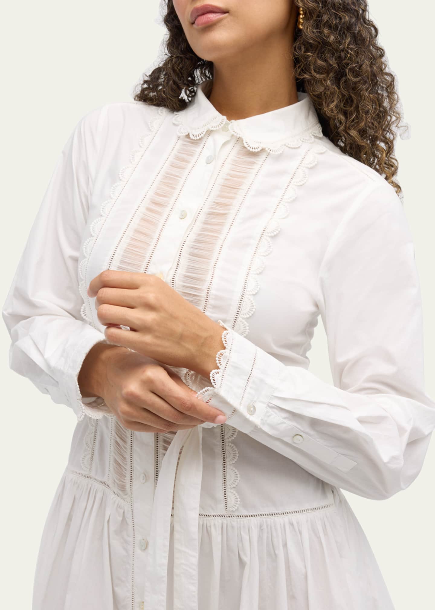 Ulla Johnson Ariane Embroidered Long-Sleeve Shirtdress Image 5 of 5