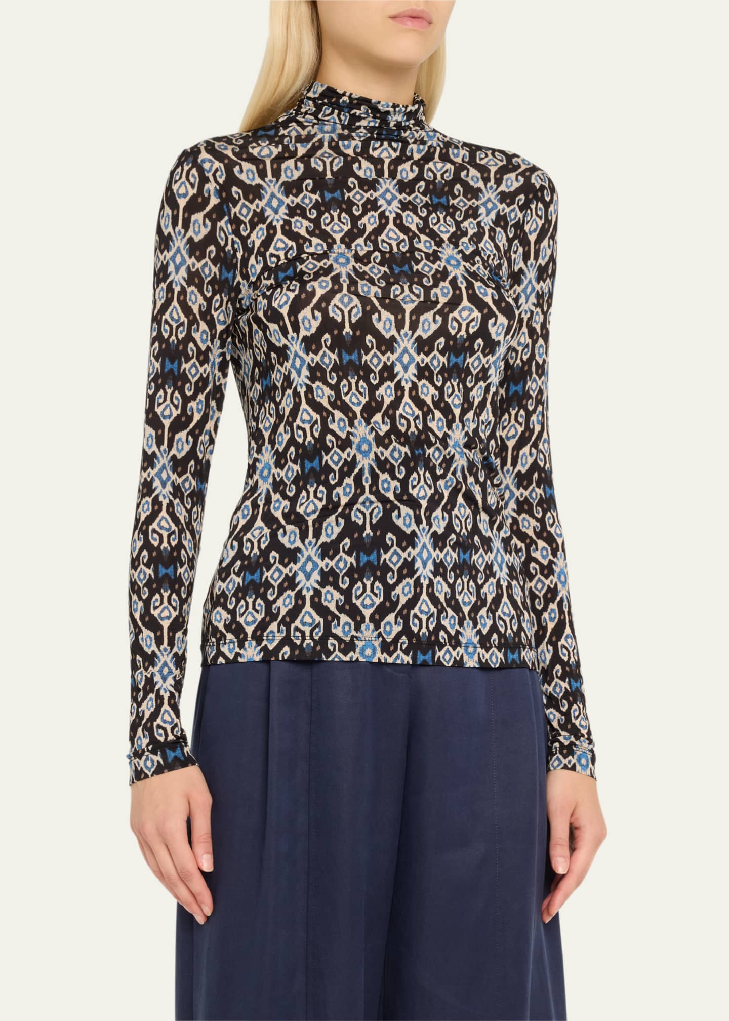 Ulla Johnson Aurelia Printed Turtleneck Pullover Image 4 of 5