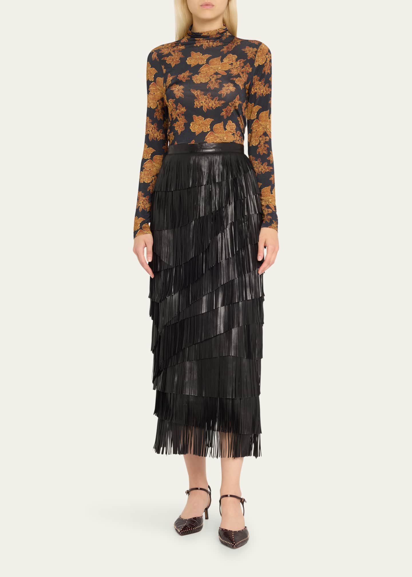Ulla Johnson Aurelia Printed Turtleneck Pullover Image 2 of 5