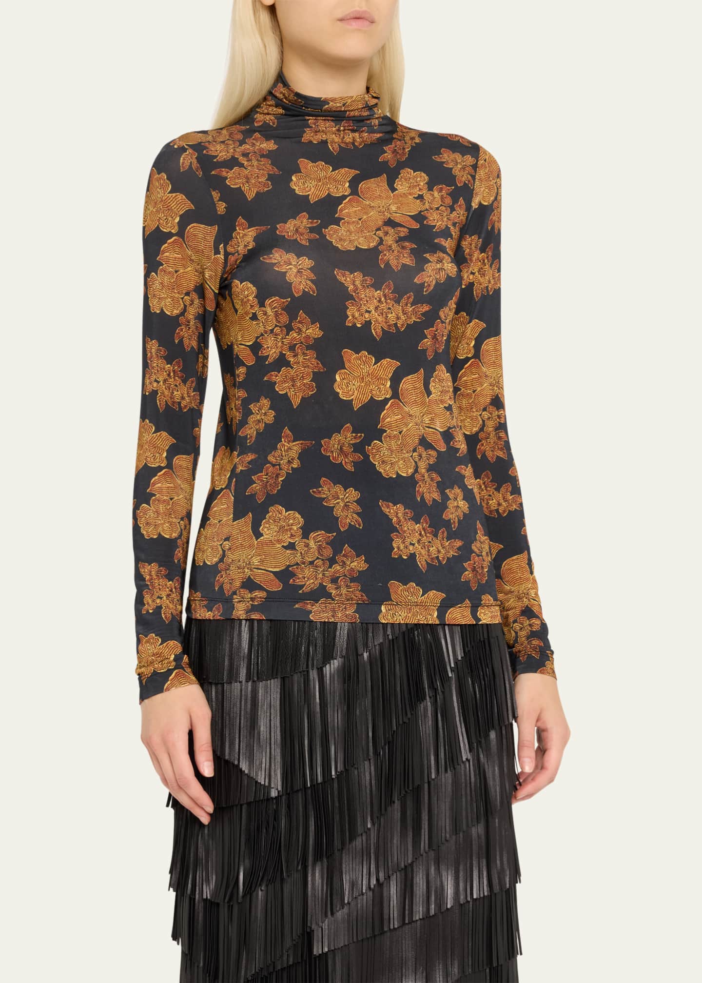 Ulla Johnson Aurelia Printed Turtleneck Pullover Image 4 of 5