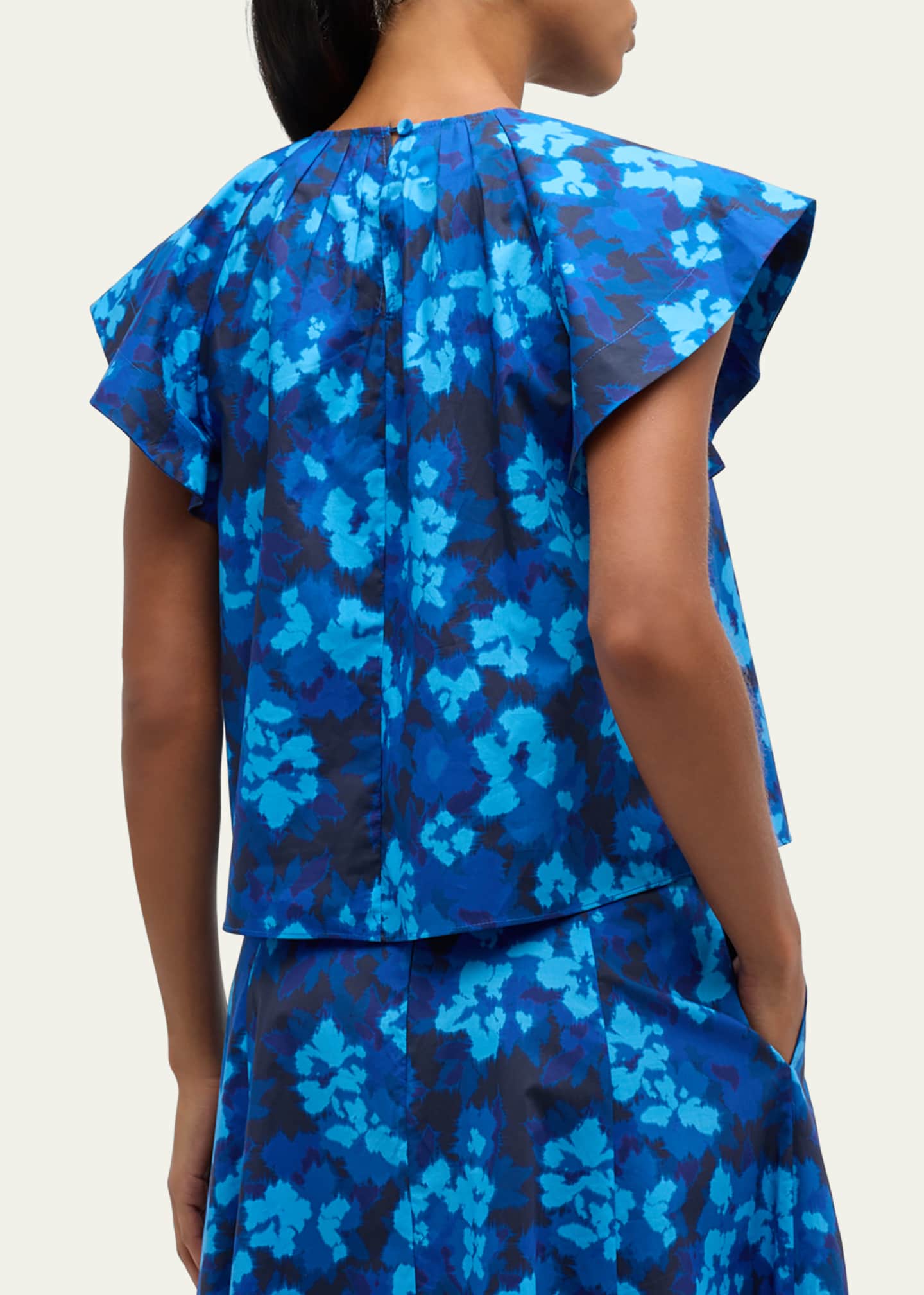 Ulla Johnson Rumi Floral Flutter-Sleeve Top Image 3 of 5