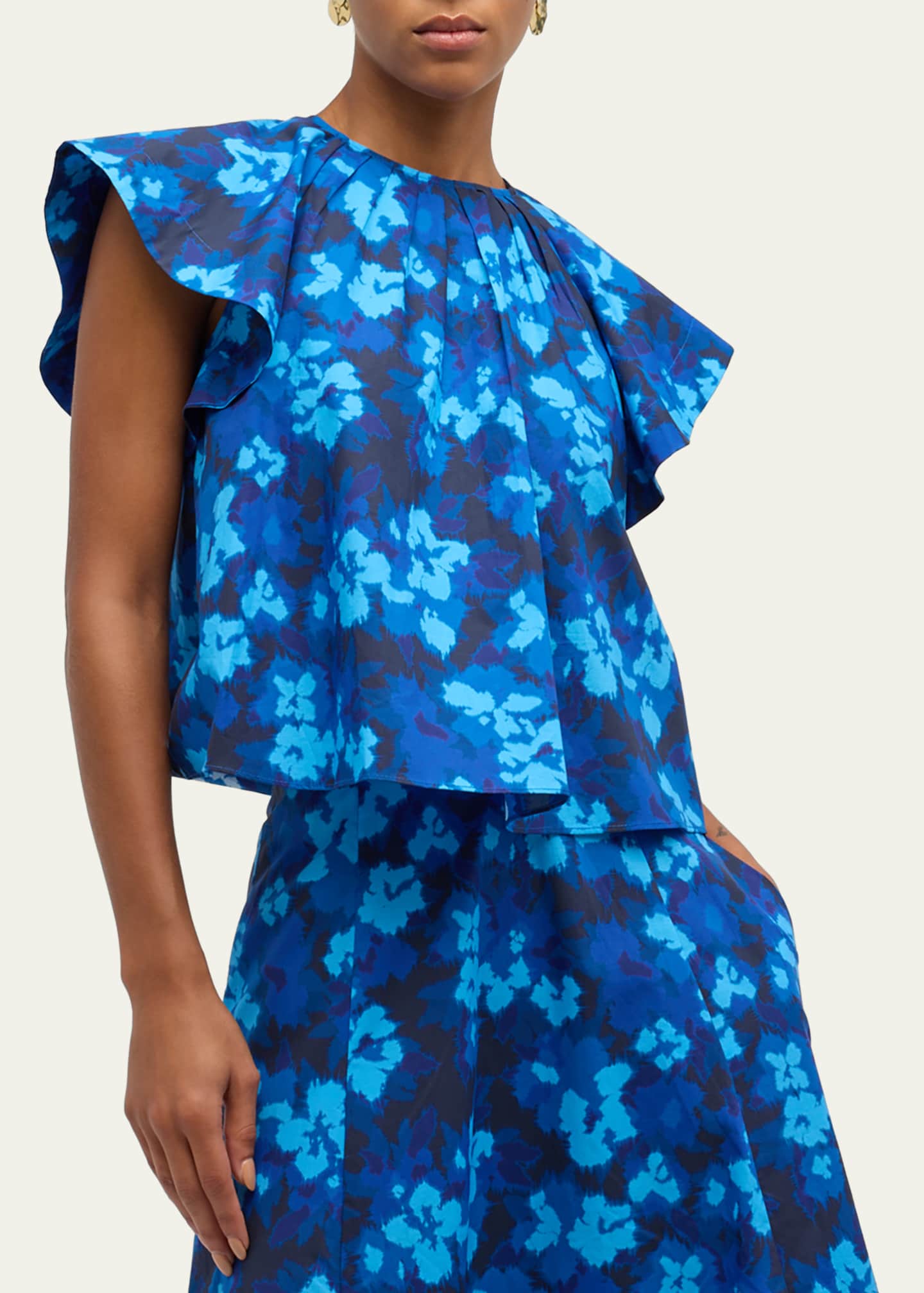 Ulla Johnson Rumi Floral Flutter-Sleeve Top Image 4 of 5