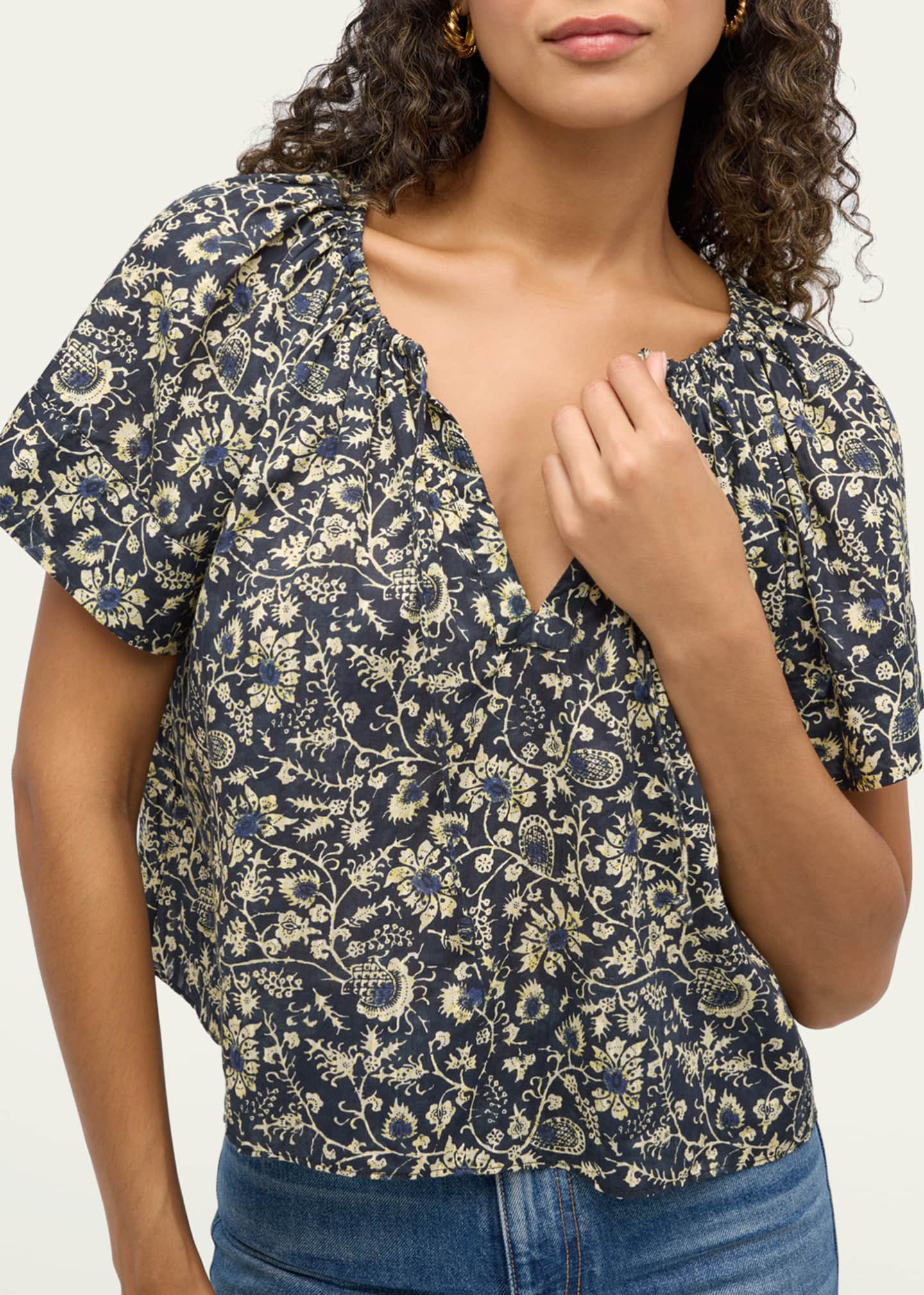 Ulla Johnson Sena Printed Short-Sleeve Top Image 5 of 5