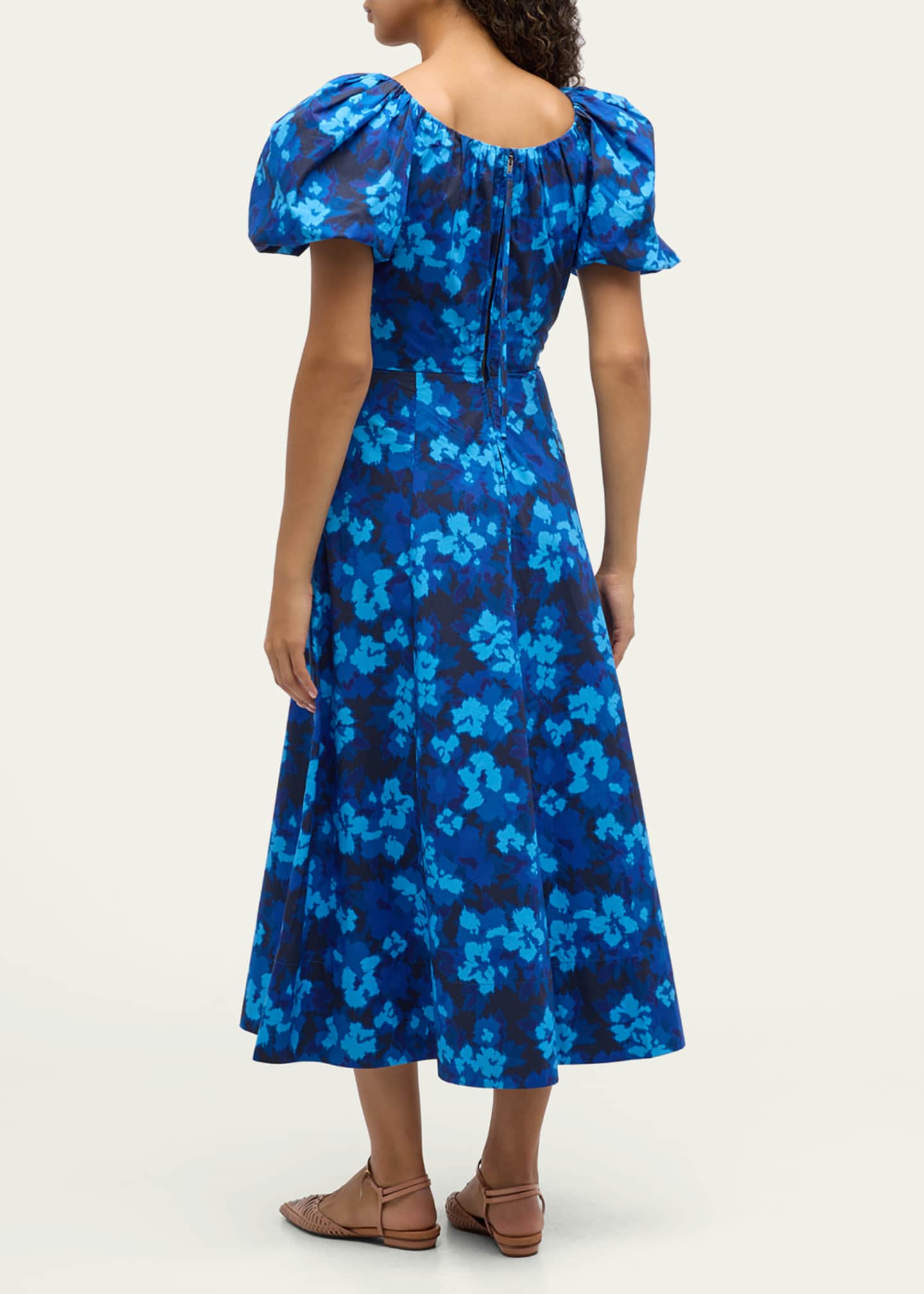 Ulla Johnson Imara Floral Short-Sleeve Midi Dress Image 3 of 5