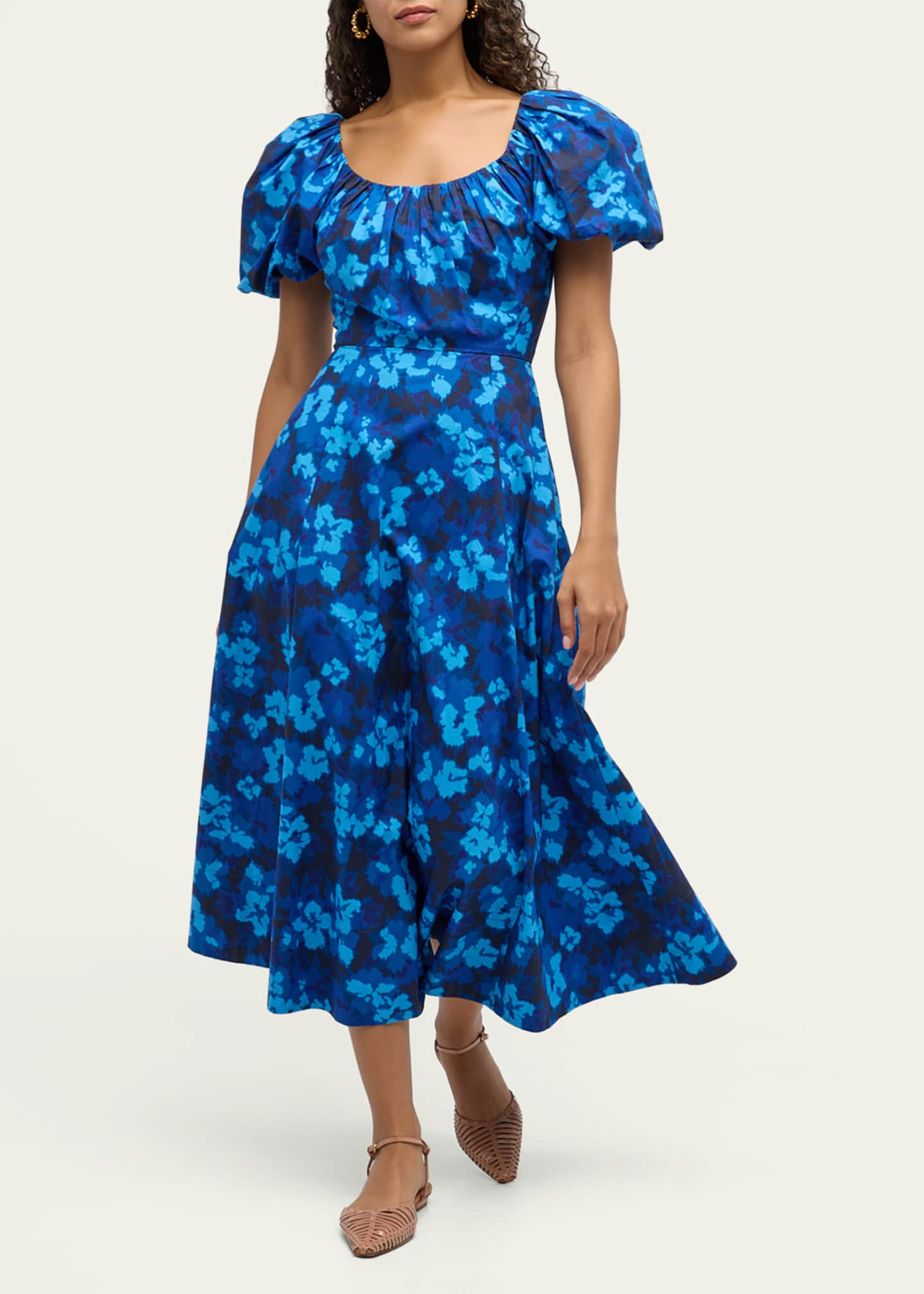 Ulla Johnson Imara Floral Short-Sleeve Midi Dress Image 4 of 5