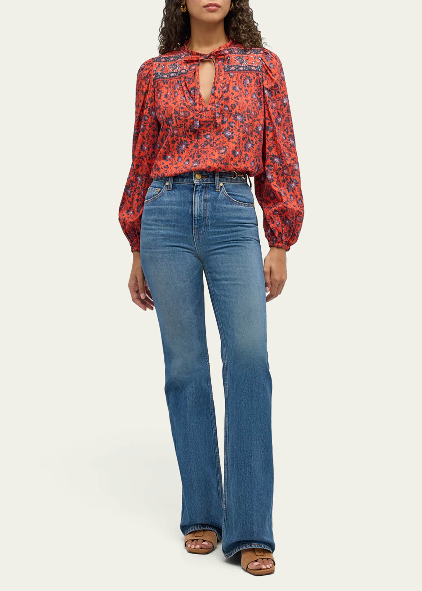 Ulla Johnson Tillie Printed Tie Blouse Image 2 of 5