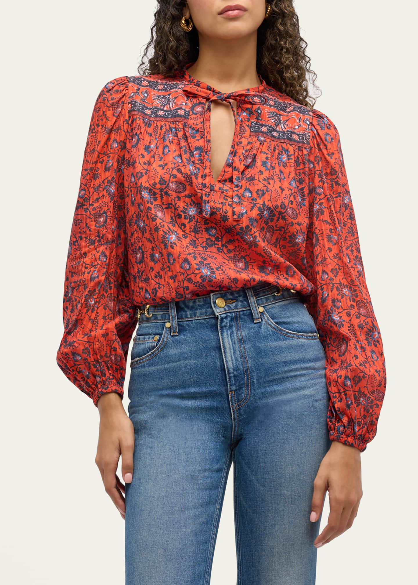 Ulla Johnson Tillie Printed Tie Blouse Image 4 of 5