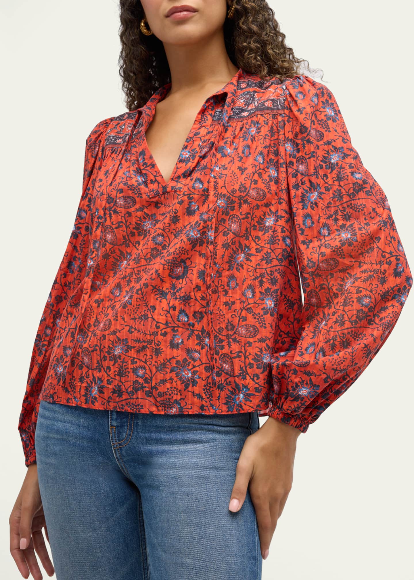 Ulla Johnson Tillie Printed Tie Blouse Image 5 of 5